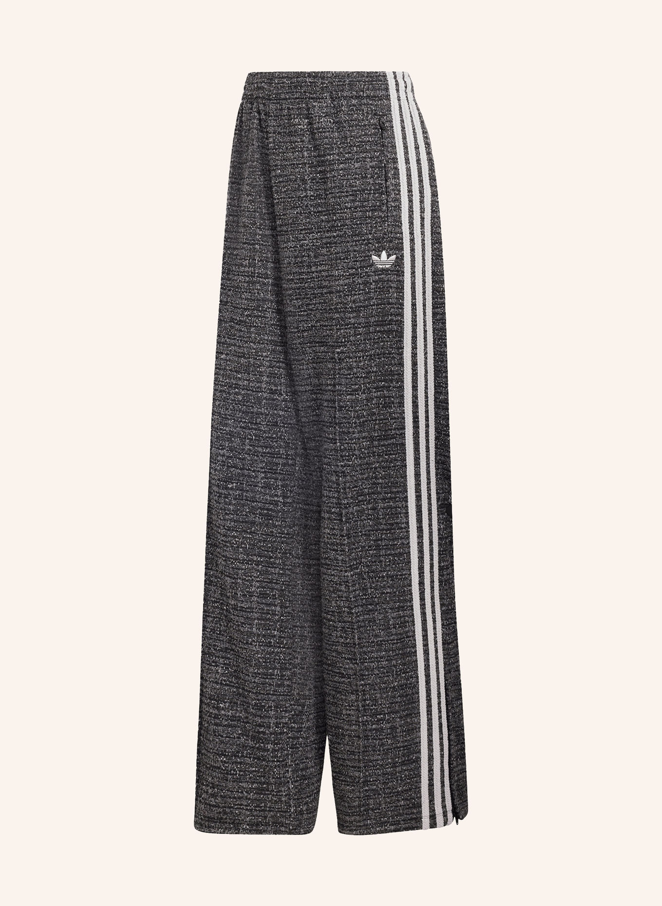 adidas Originals Spodnie dresowe BOUCLÉ VINTAGE z tkaniny bouclé: CZARNY / SZARY / BIAŁY