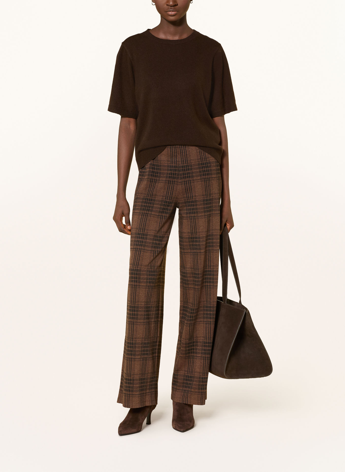 Miss Lagotte Jersey wide-leg trousers: BROWN / BLACK
