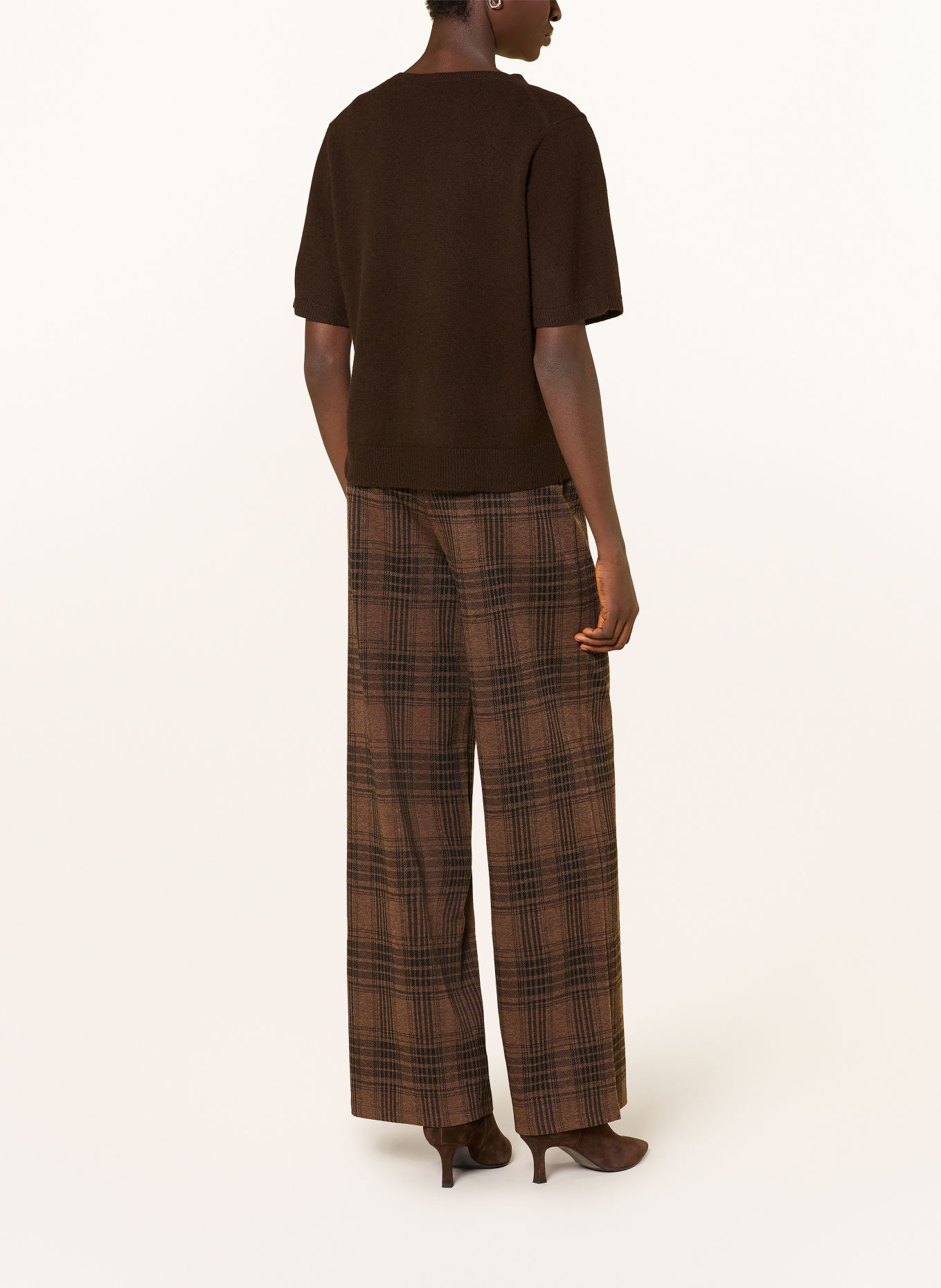 Miss Lagotte Jersey wide-leg trousers: BROWN / BLACK