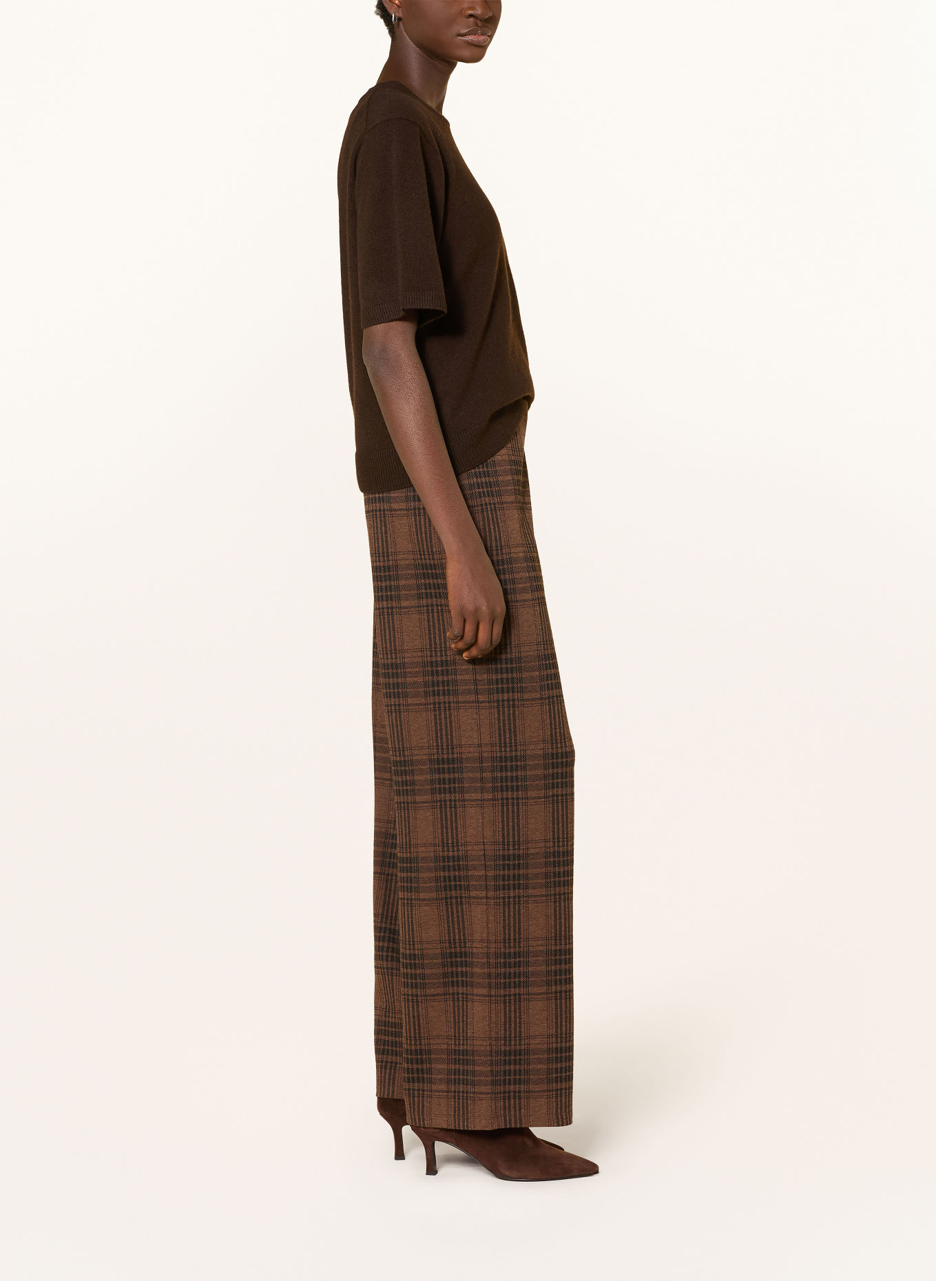 Miss Lagotte Jersey wide-leg trousers: BROWN / BLACK