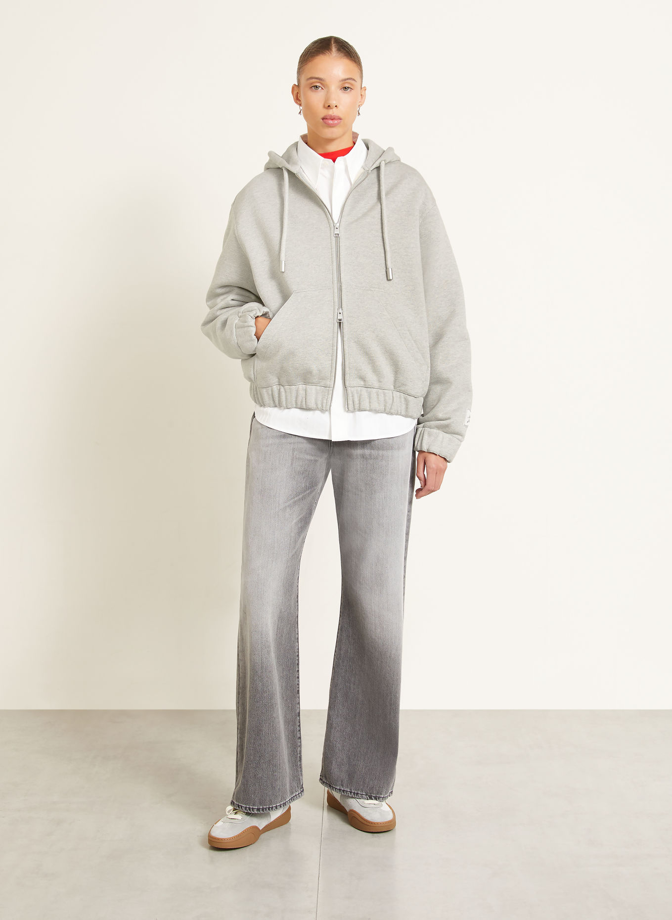 AMI PARIS Zip-up sweatshirt: GRAY