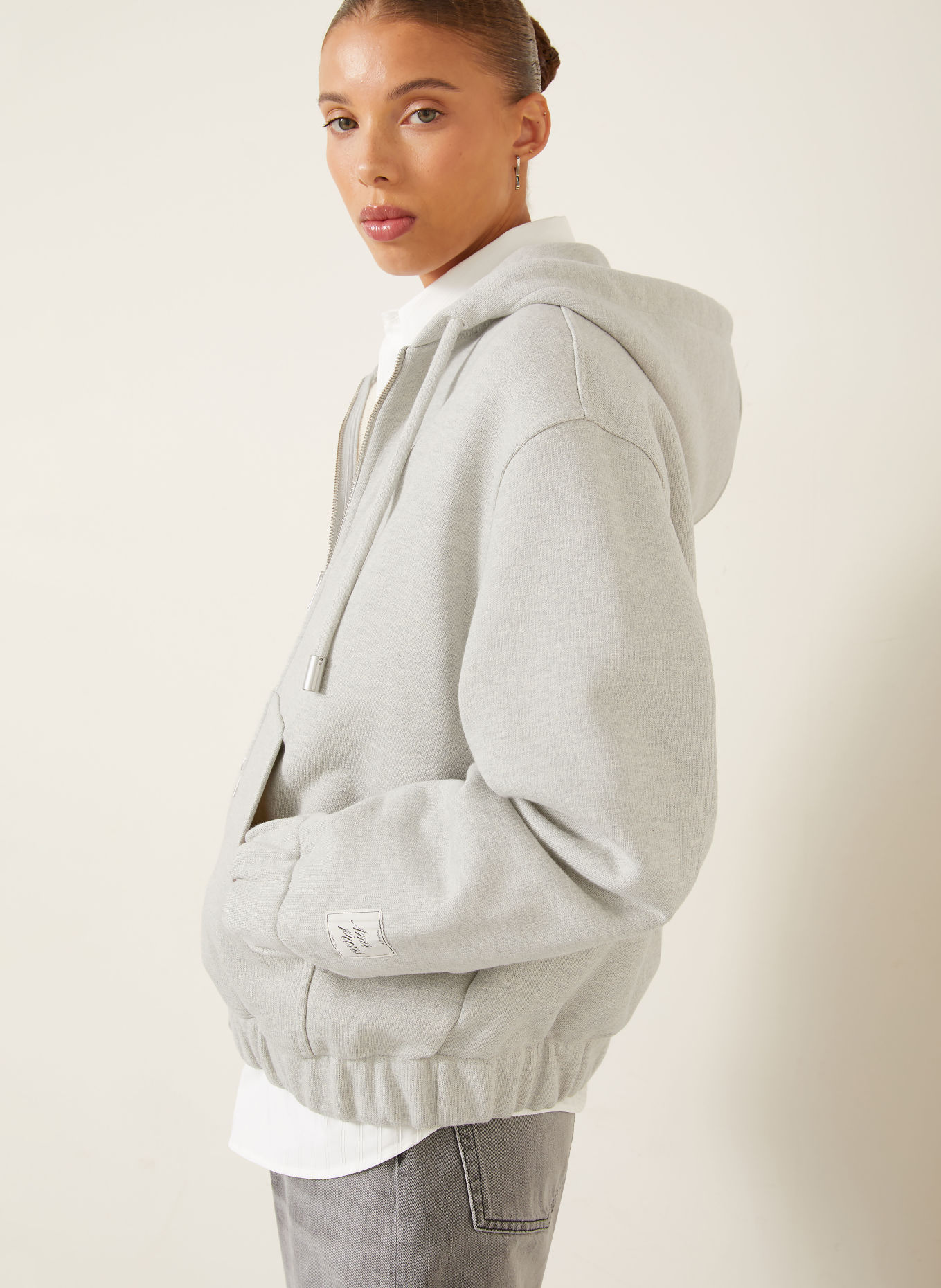 AMI PARIS Zip-up sweatshirt: GRAY