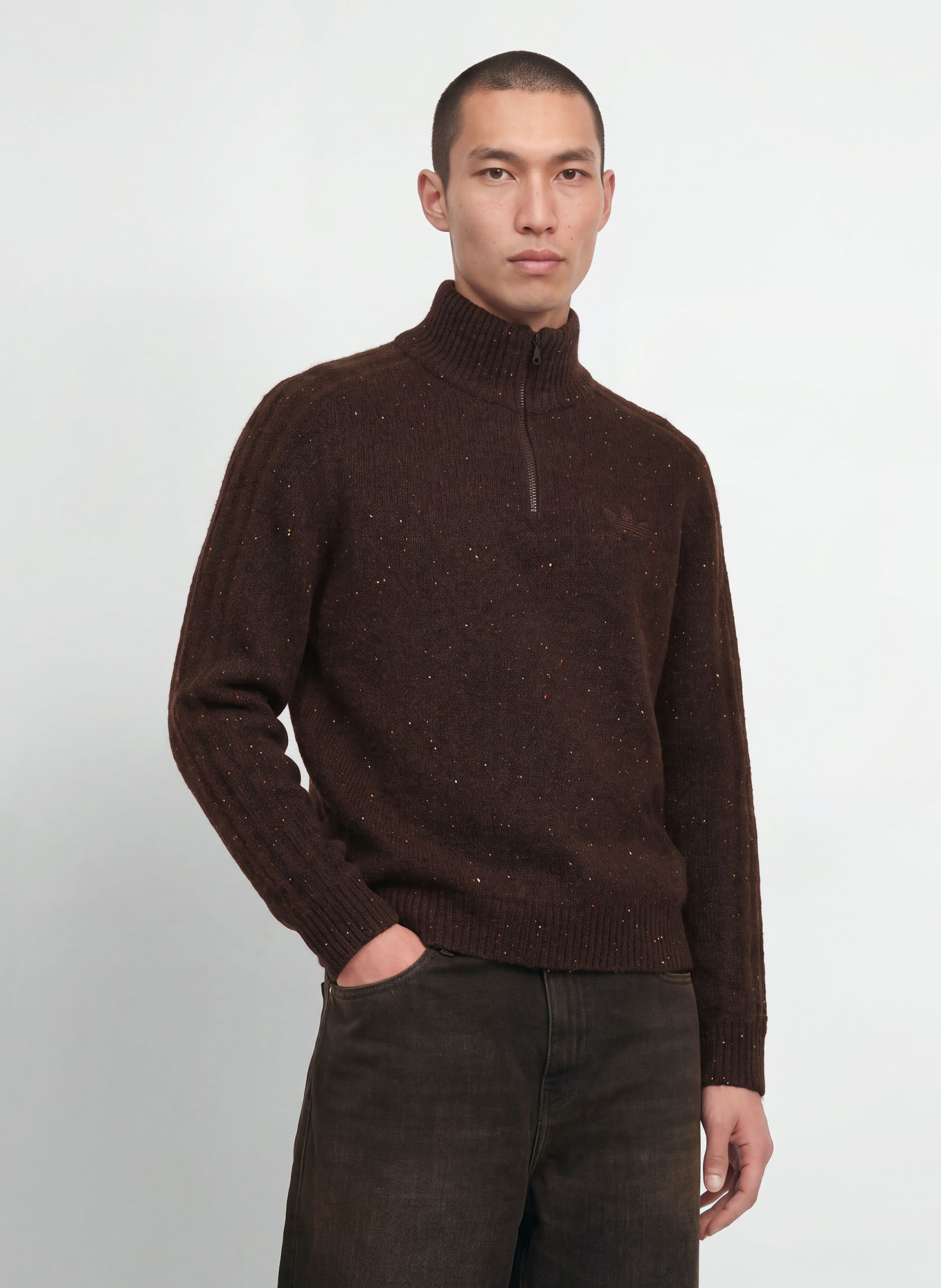 adidas Originals Half-zip sweater: DARK BROWN