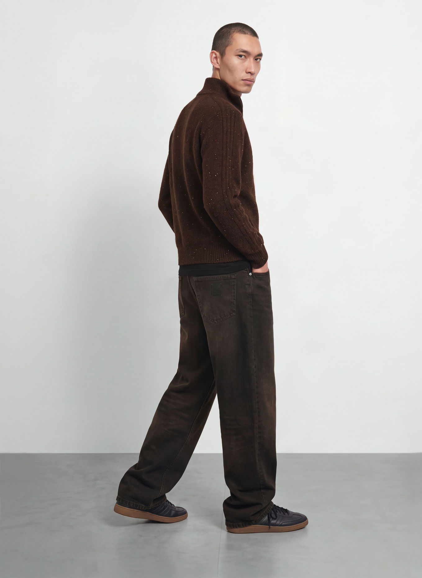 adidas Originals Half-zip sweater: DARK BROWN