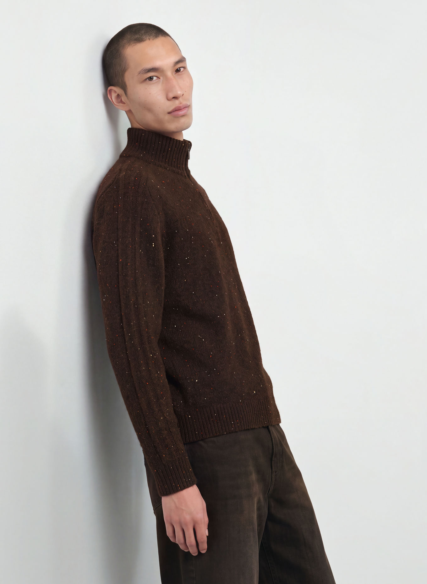 adidas Originals Half-zip sweater: DARK BROWN