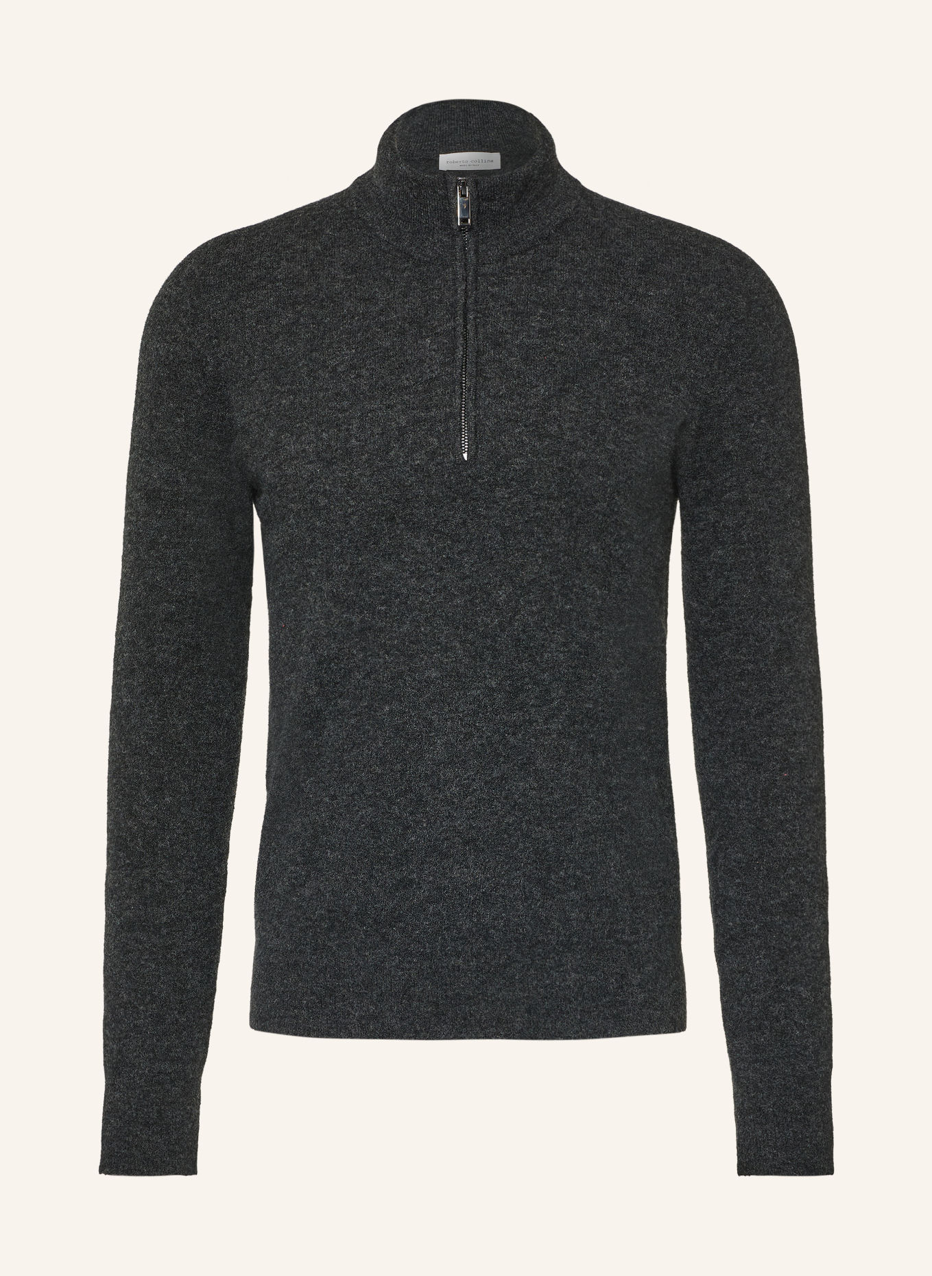 roberto collina SERAFINO Half-zip sweater with Merino Wool: DARK GRAY