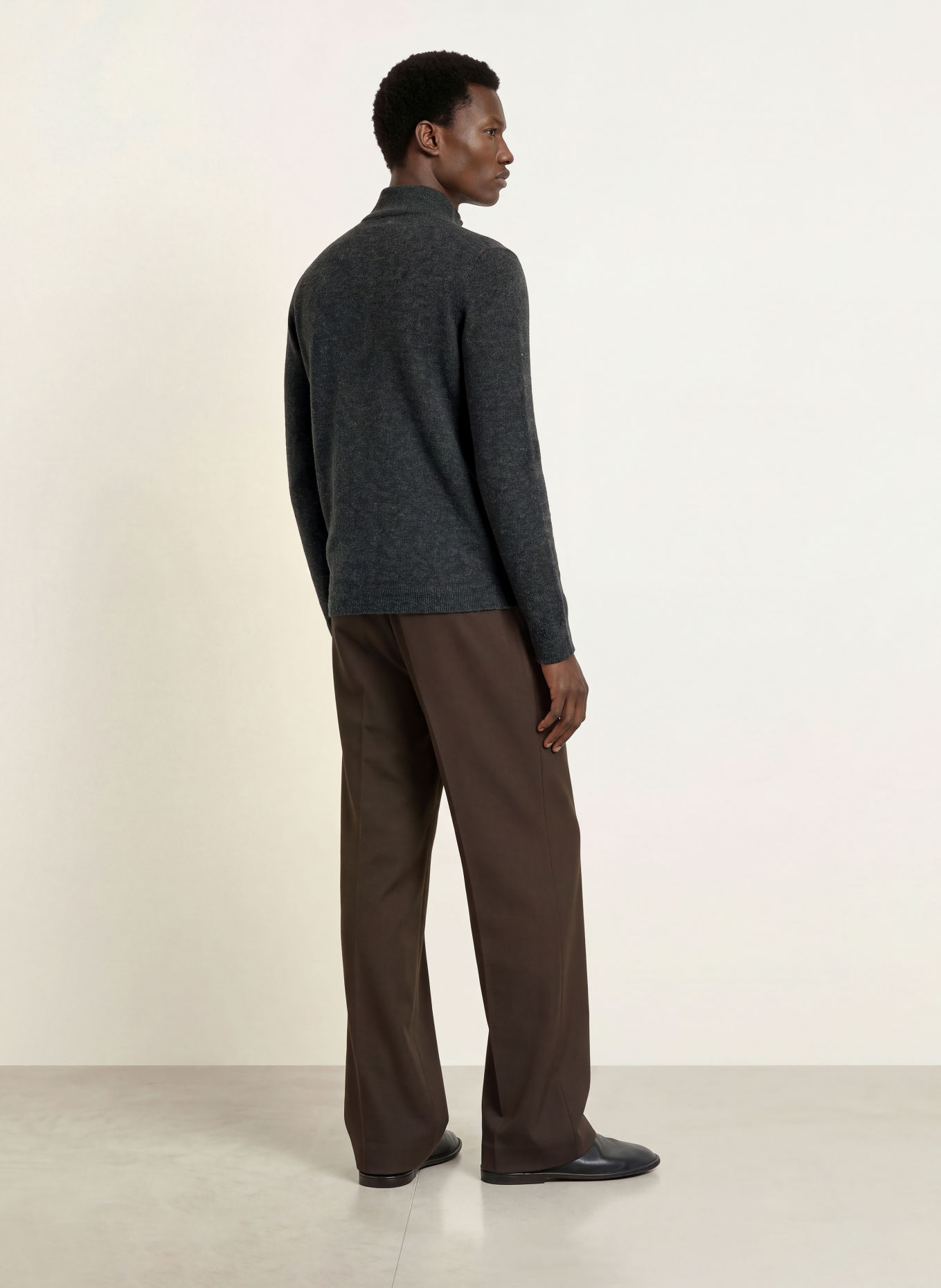roberto collina SERAFINO Half-zip sweater with Merino Wool: DARK GRAY