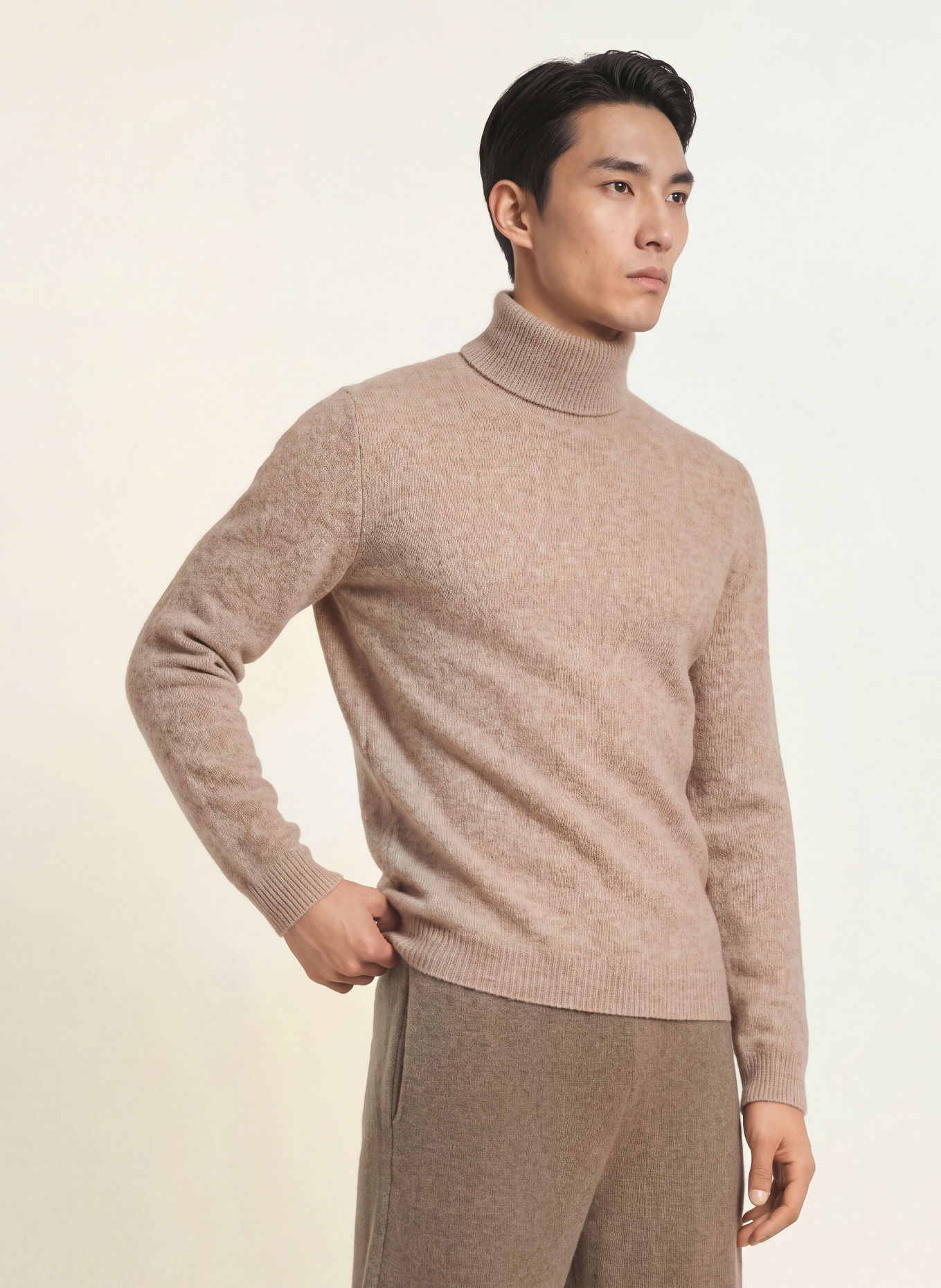 roberto collina Turtleneck sweater with cashmere: TAUPE