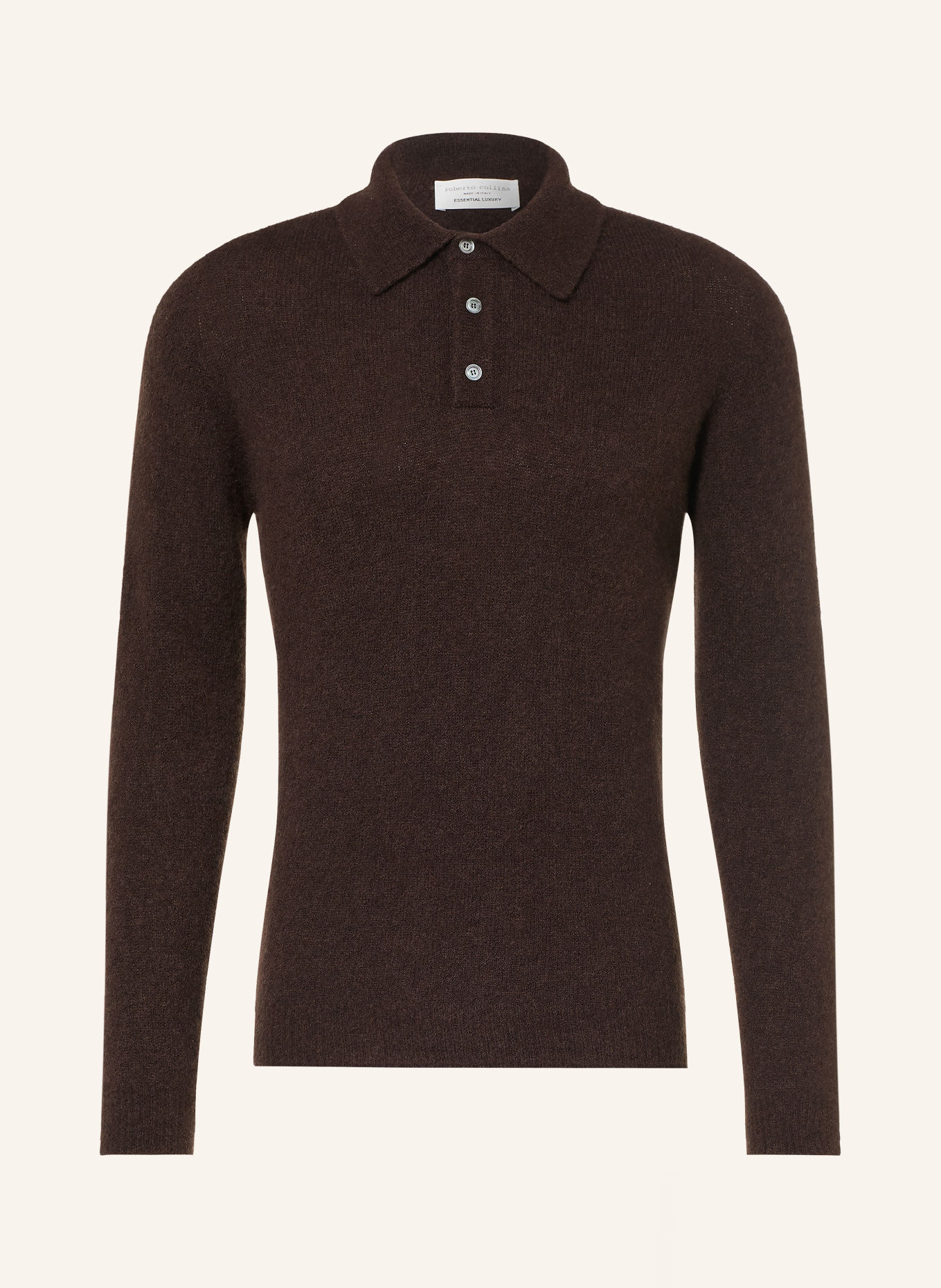 roberto collina Polo en maille avec du cachemire: MARRON FONCÉ