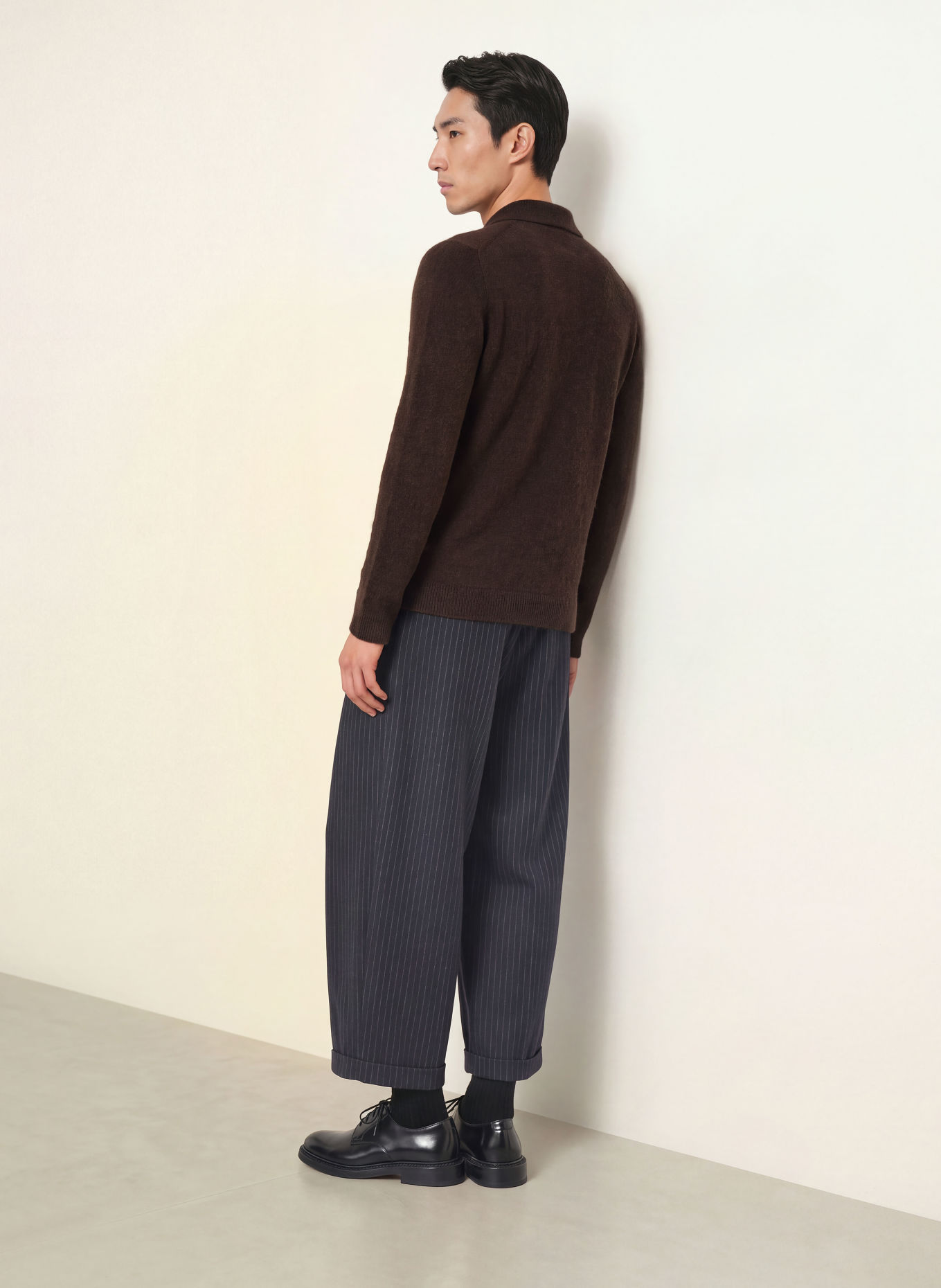 roberto collina Polo en maille avec du cachemire: MARRON FONCÉ