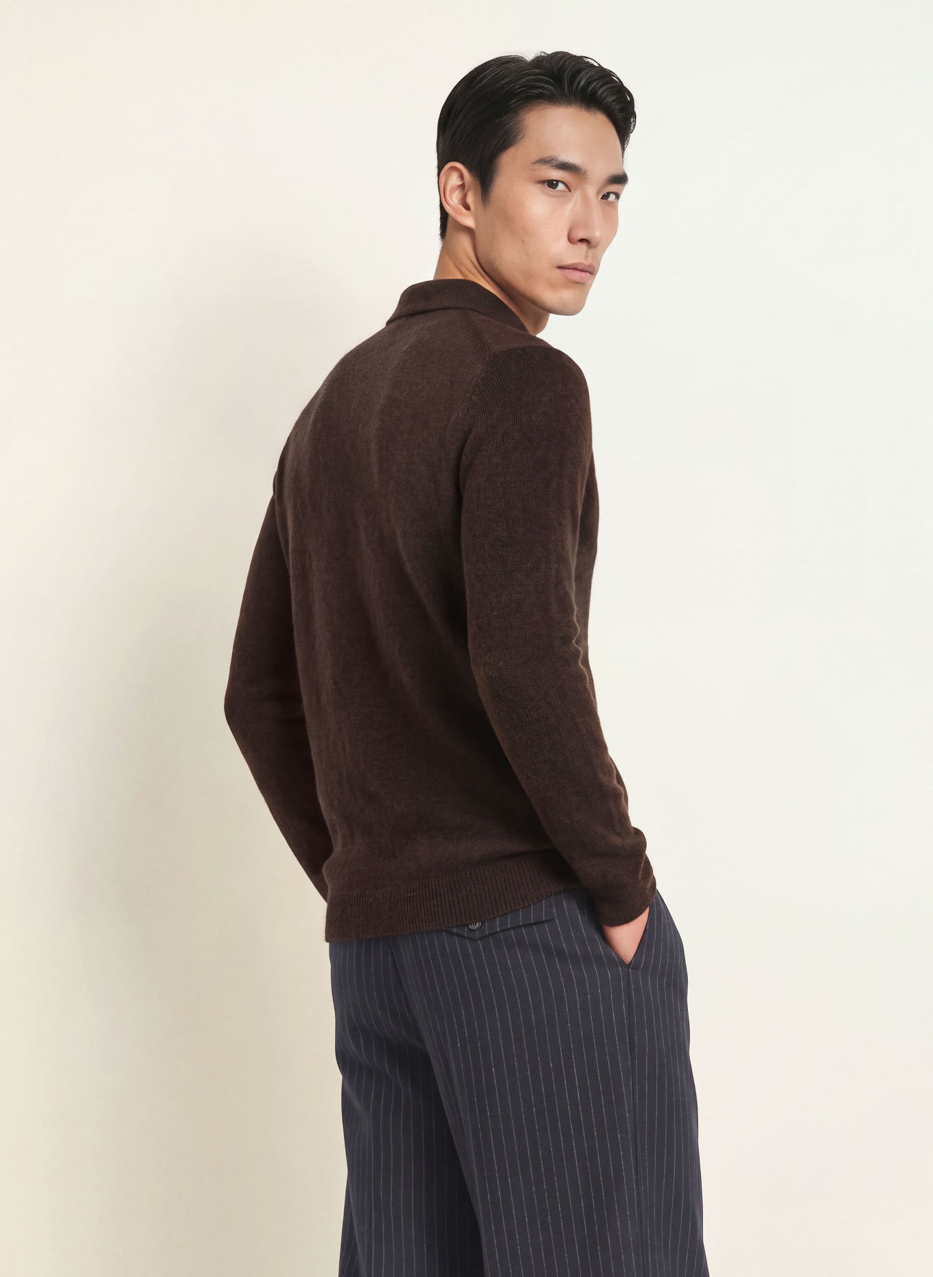 roberto collina Polo en maille avec du cachemire: MARRON FONCÉ