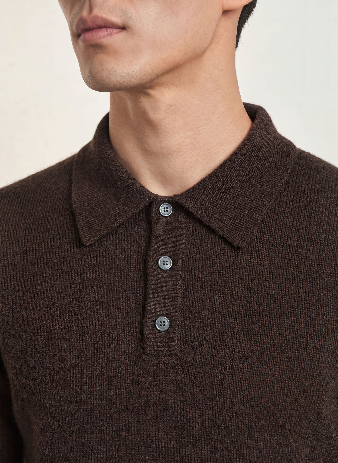 roberto collina Polo en maille avec du cachemire: MARRON FONCÉ