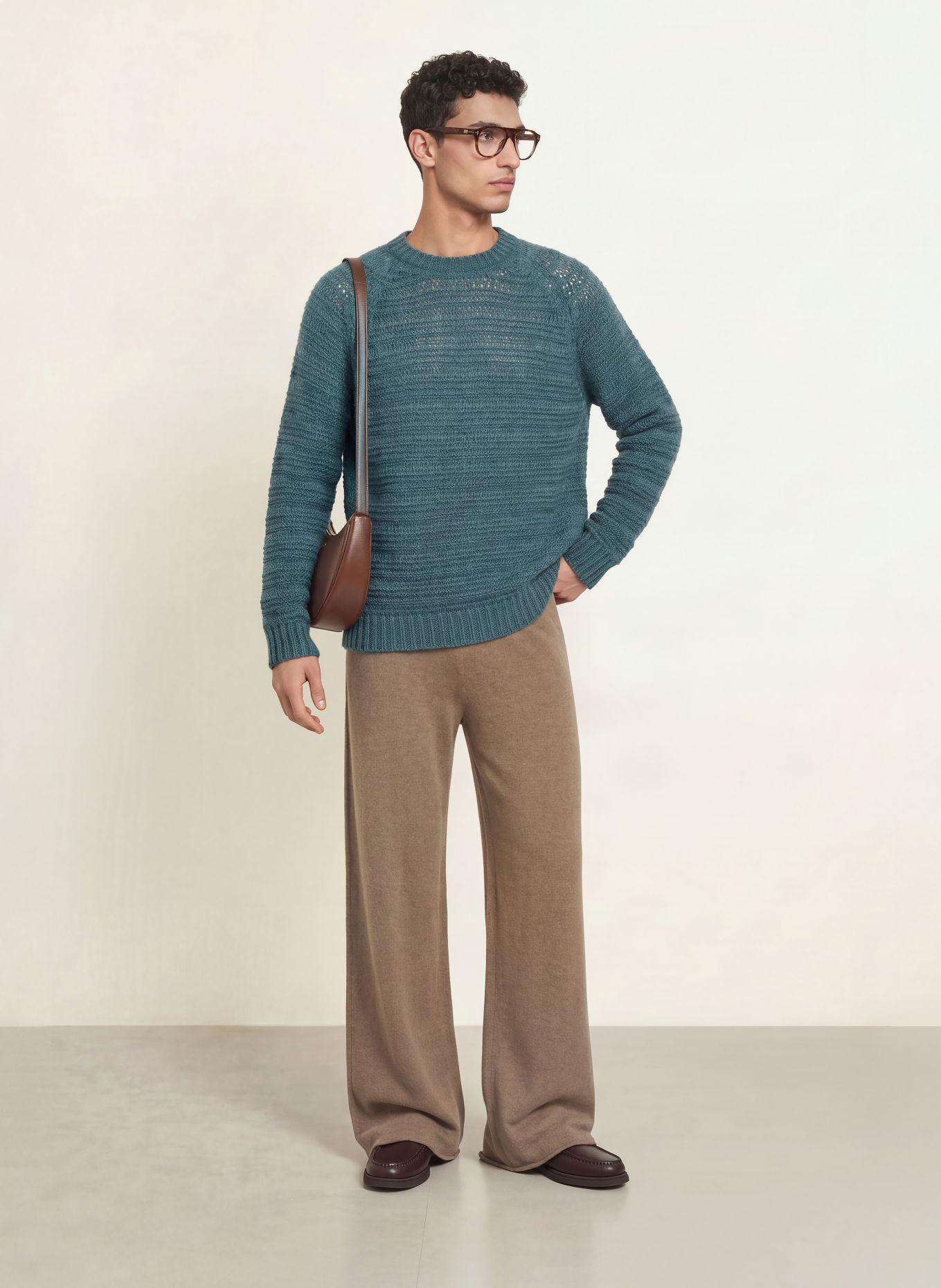 roberto collina Pullover GIROCOLLO mit Alpaka: PETROL