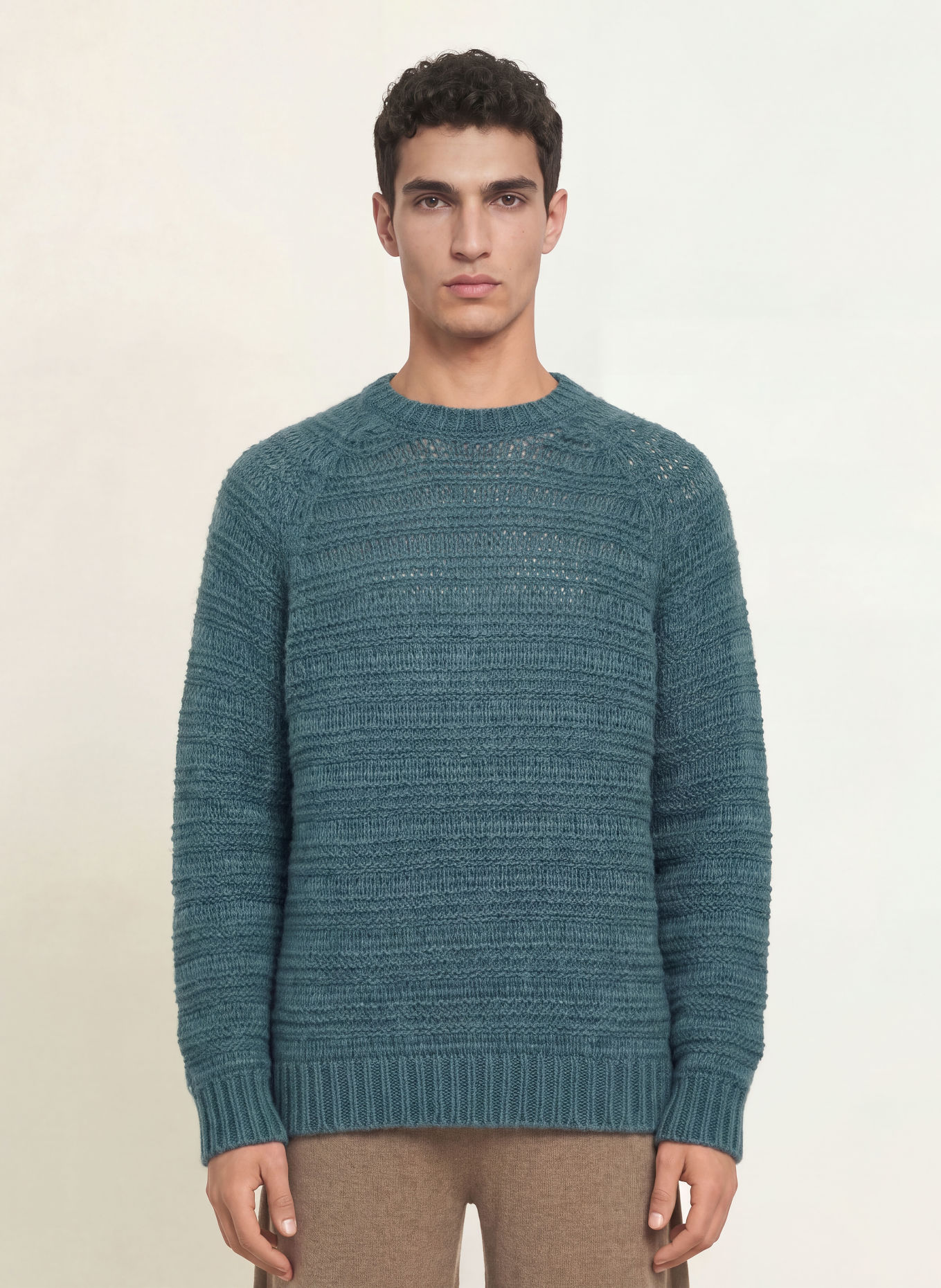 roberto collina Pullover GIROCOLLO mit Alpaka: PETROL