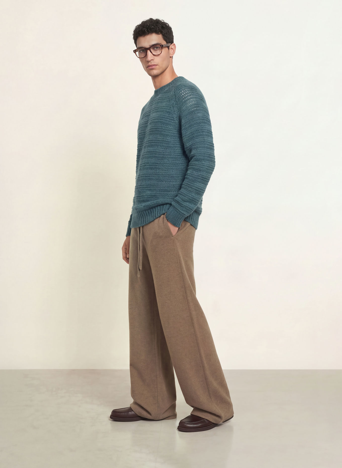 roberto collina Pullover GIROCOLLO mit Alpaka: PETROL