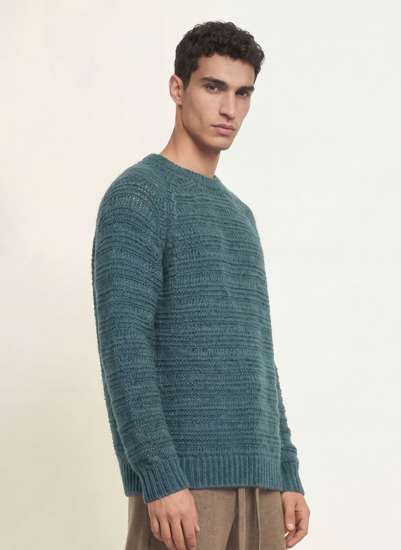 roberto collina Pullover GIROCOLLO mit Alpaka: PETROL