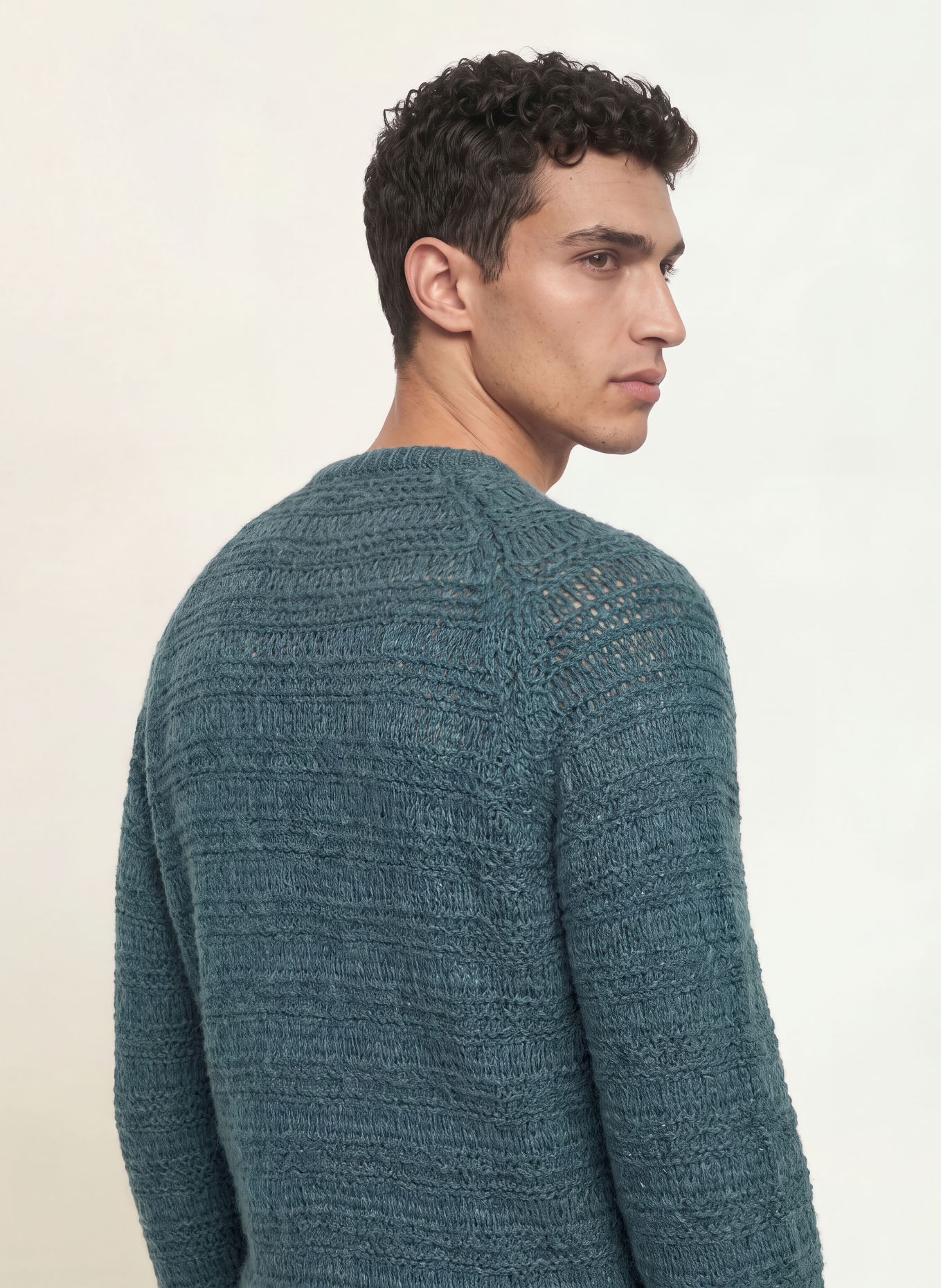roberto collina Pullover GIROCOLLO mit Alpaka: PETROL