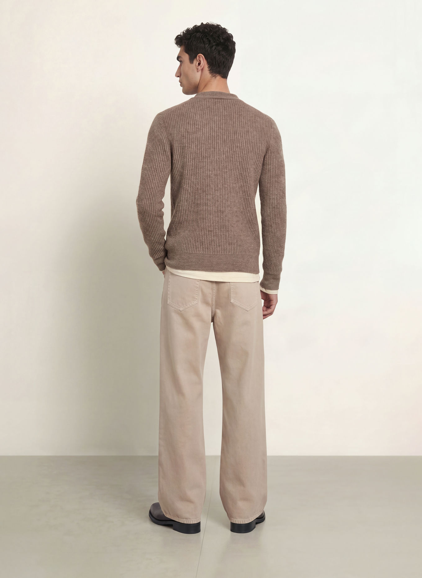 roberto collina SERAFINO Sweater with Cashmere: TAUPE