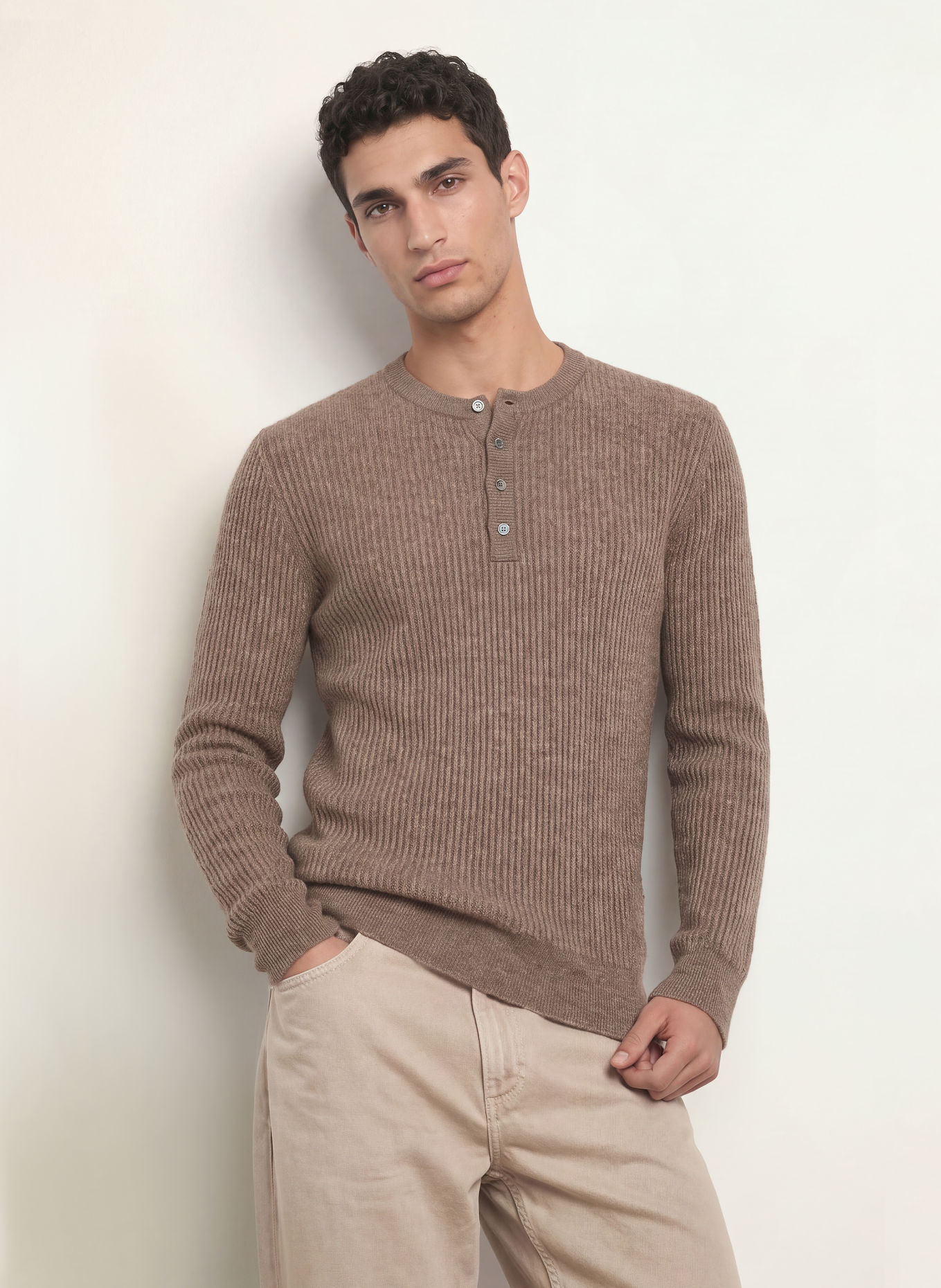 roberto collina SERAFINO Sweater with Cashmere: TAUPE
