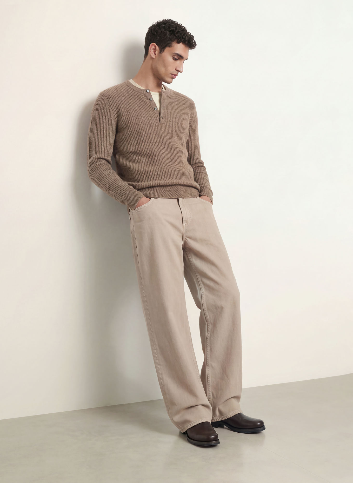 roberto collina SERAFINO Sweater with Cashmere: TAUPE