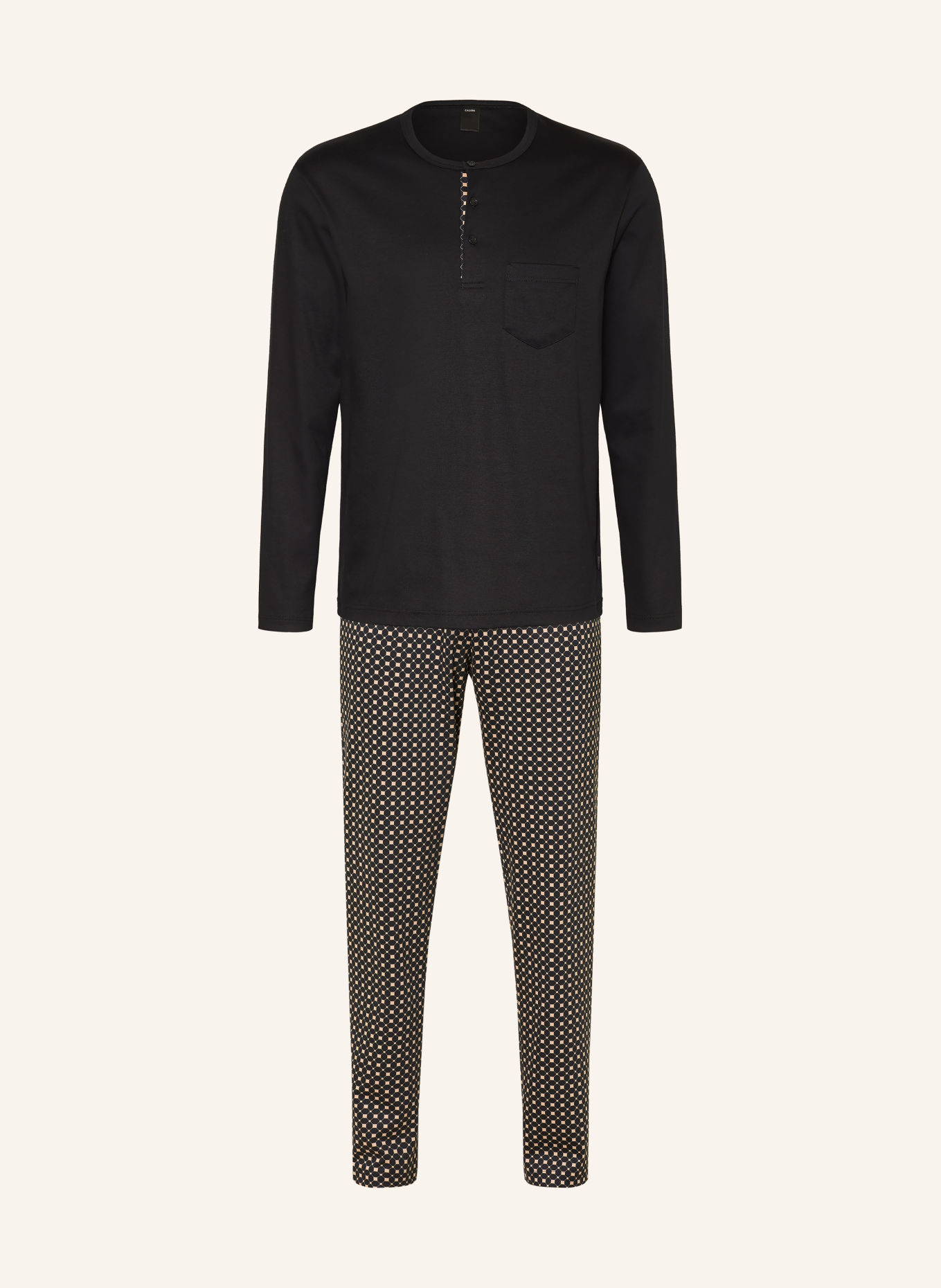 CALIDA RELAX COSY VIBES Pajamas: BLACK / BEIGE