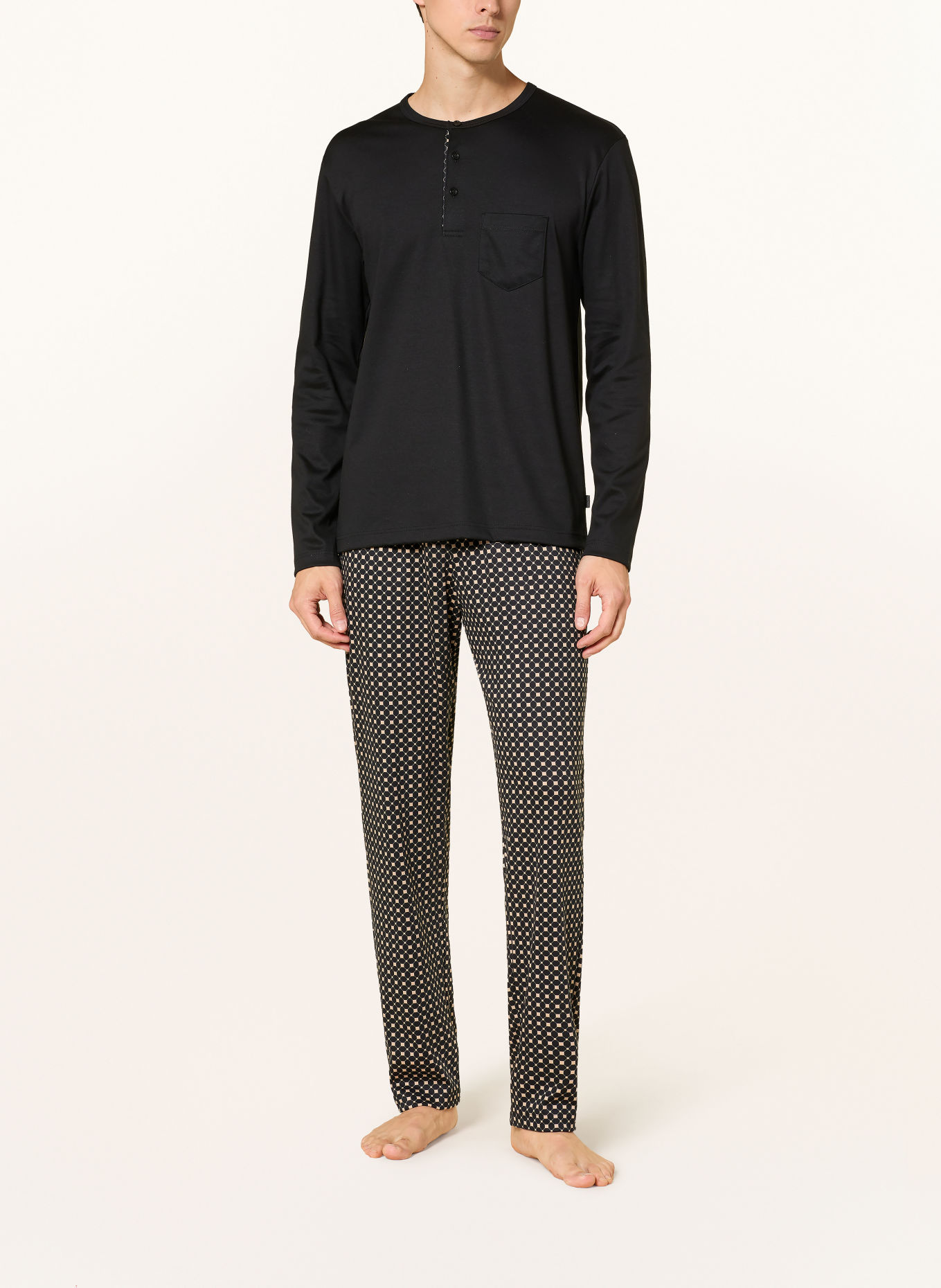 CALIDA RELAX COSY VIBES Pajamas: BLACK / BEIGE