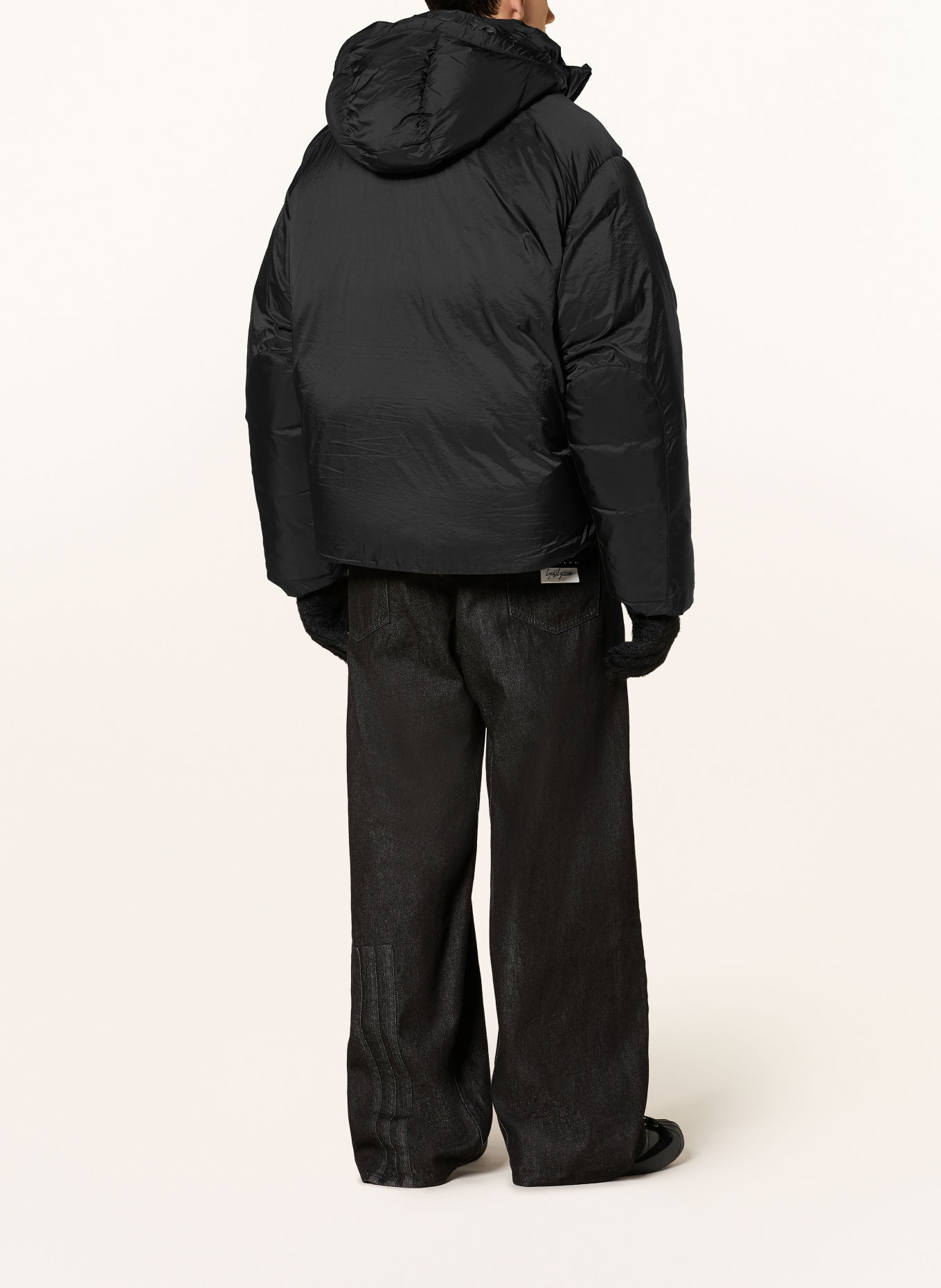 Y-3 Daunenjacke mit abnehmbarer Kapuze: SCHWARZ