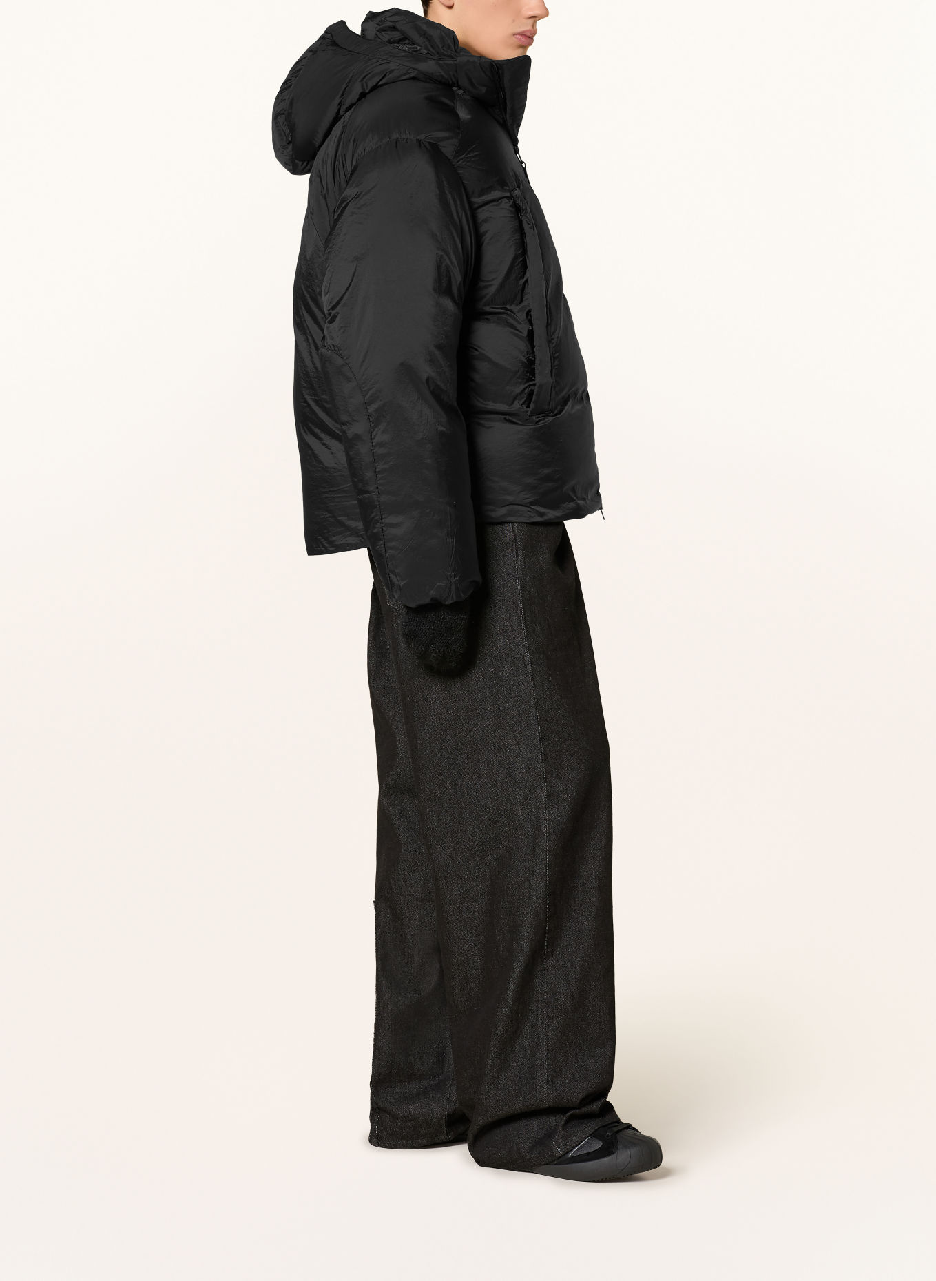 Y-3 Daunenjacke mit abnehmbarer Kapuze: SCHWARZ