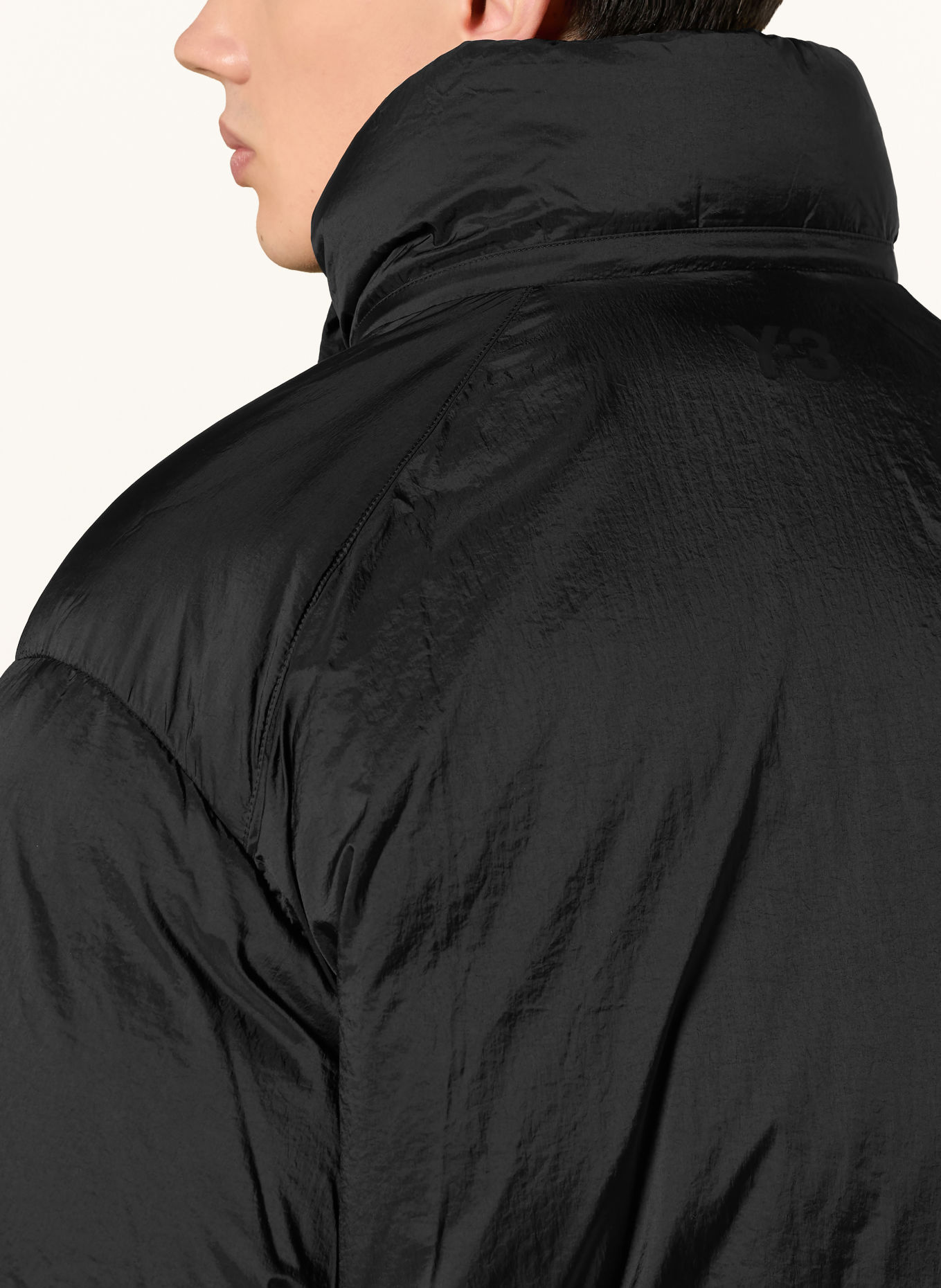 Y-3 Daunenjacke mit abnehmbarer Kapuze: SCHWARZ