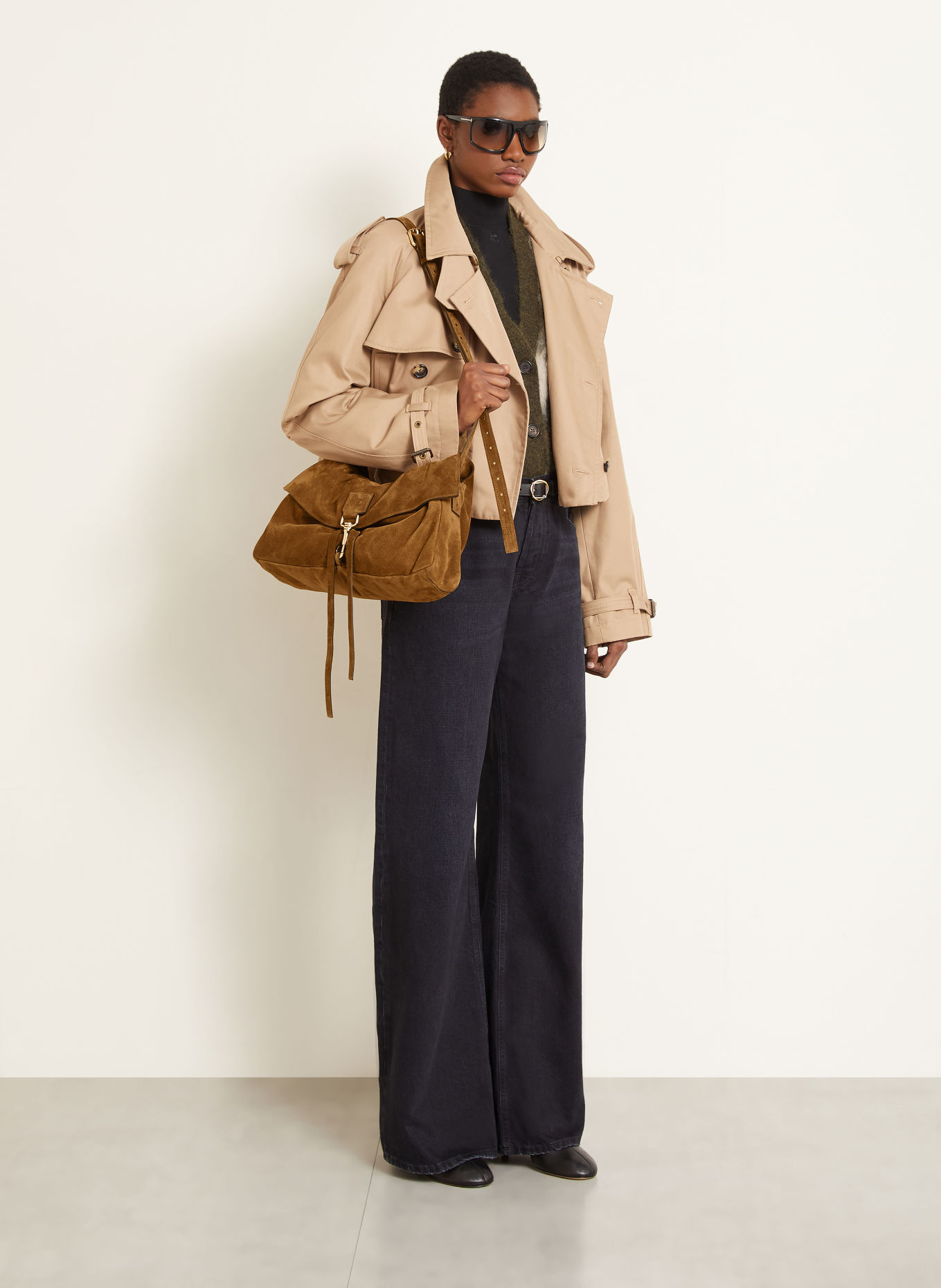 RADICA STUDIO LA BISACCIA MIDI Crossbody Bag: COGNAC / GOLD