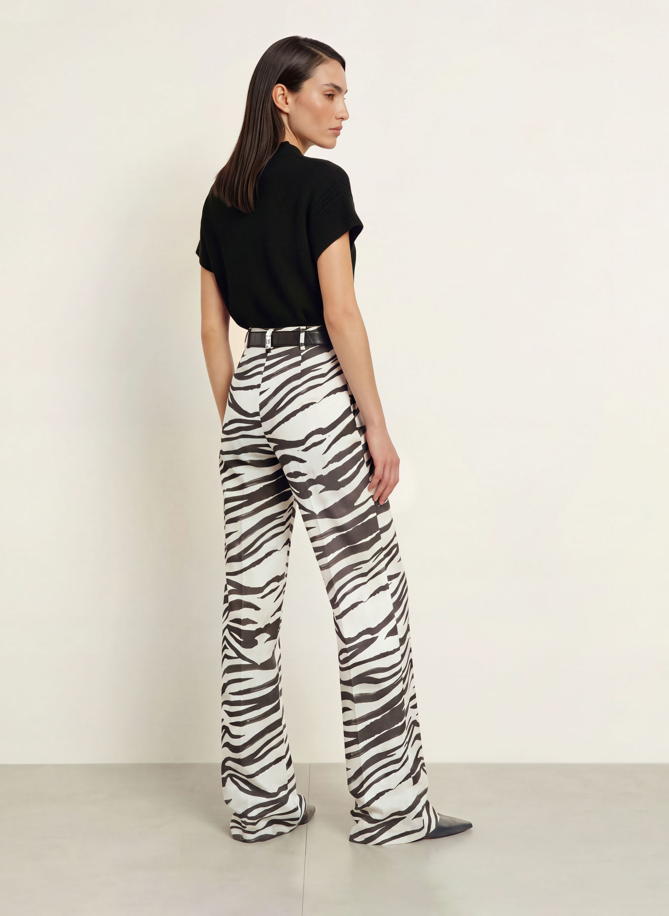 PATRIZIA PEPE Wide-leg trousers: CREAM / BLACK