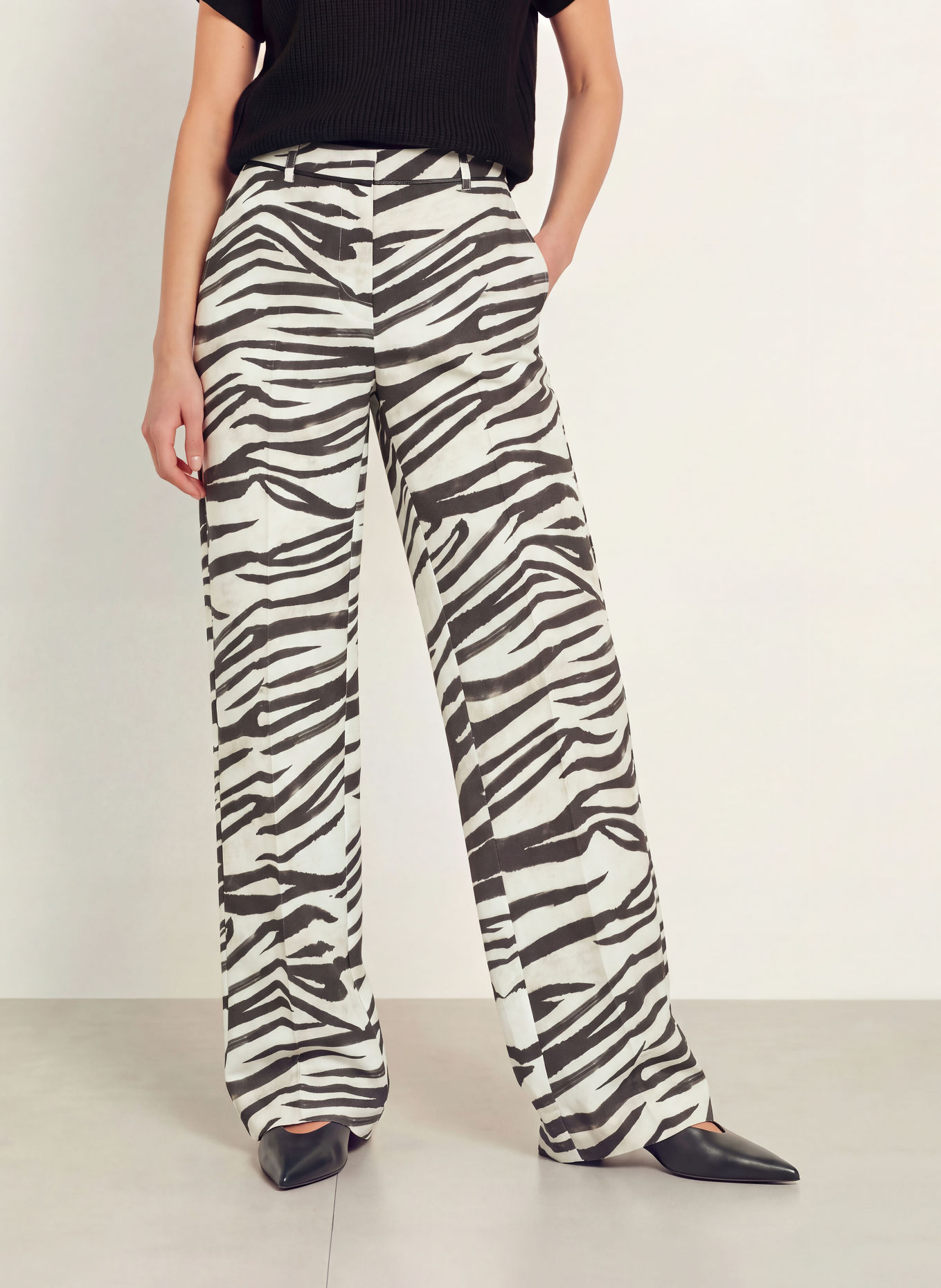 PATRIZIA PEPE Wide-leg trousers: CREAM / BLACK