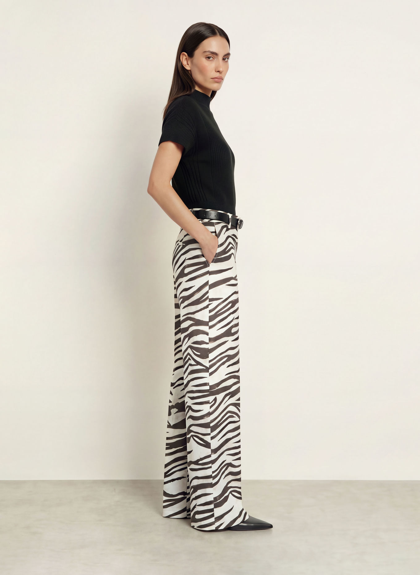 PATRIZIA PEPE Wide-leg trousers: CREAM / BLACK