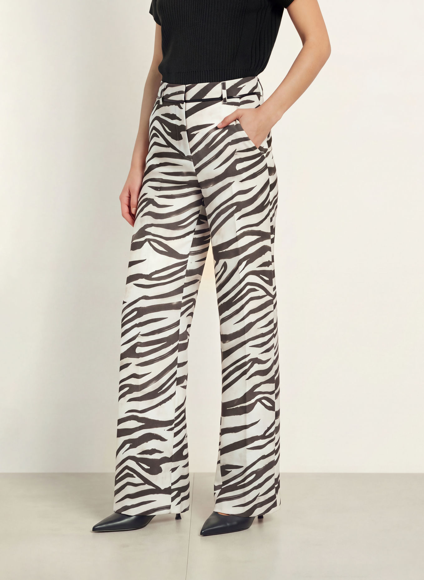 PATRIZIA PEPE Wide-leg trousers: CREAM / BLACK