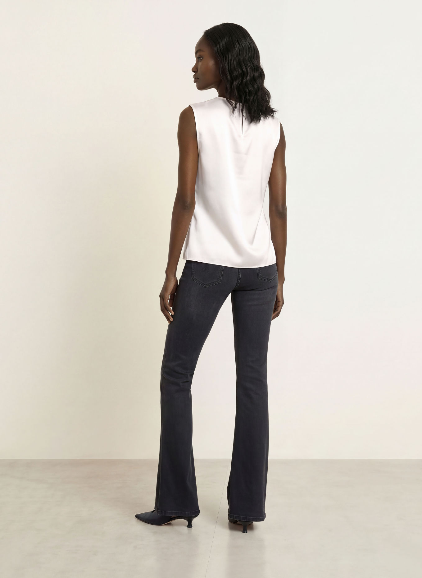 PATRIZIA PEPE Satinbluse i silke: HVID