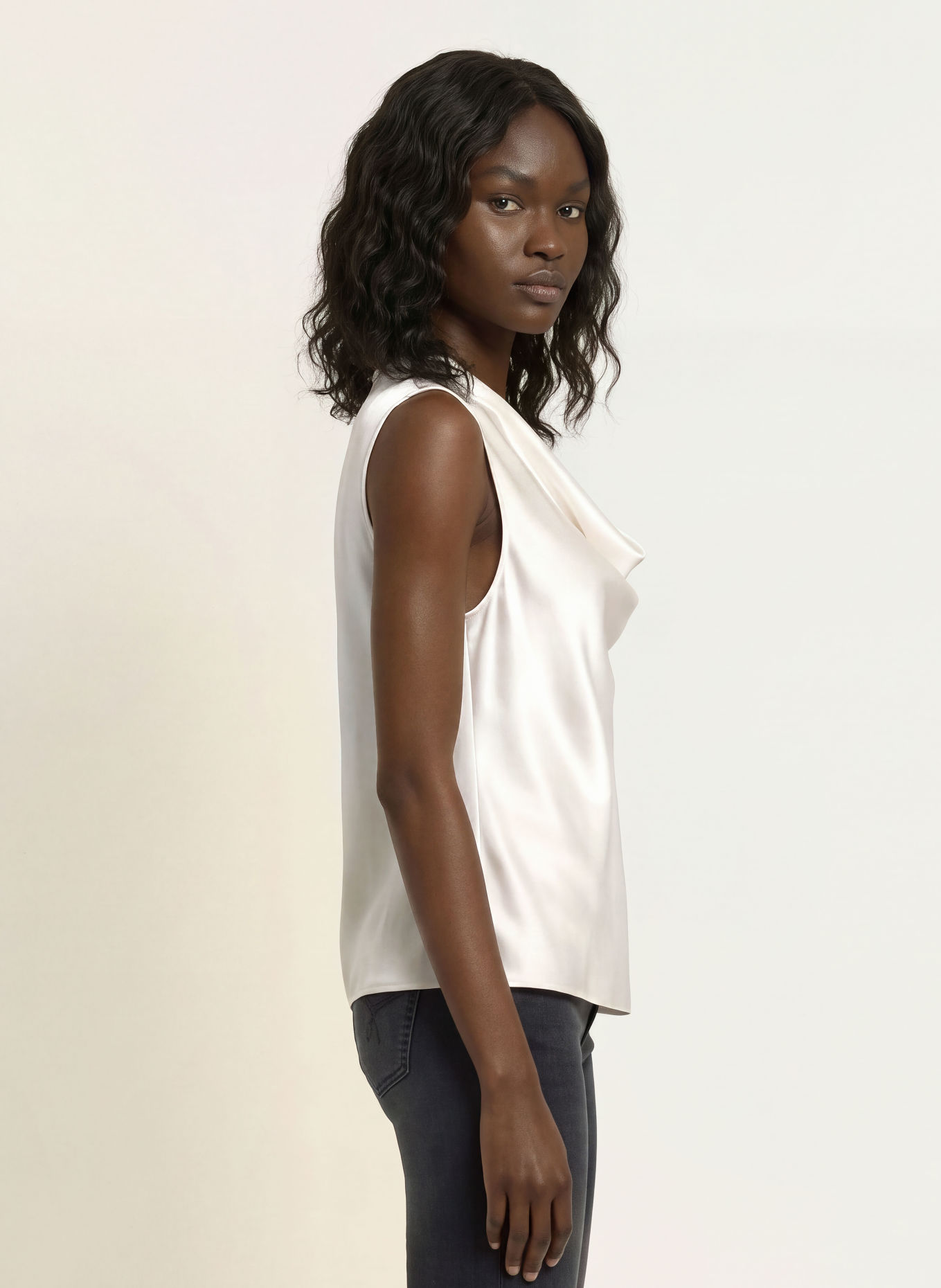 PATRIZIA PEPE Satinbluse i silke: HVID