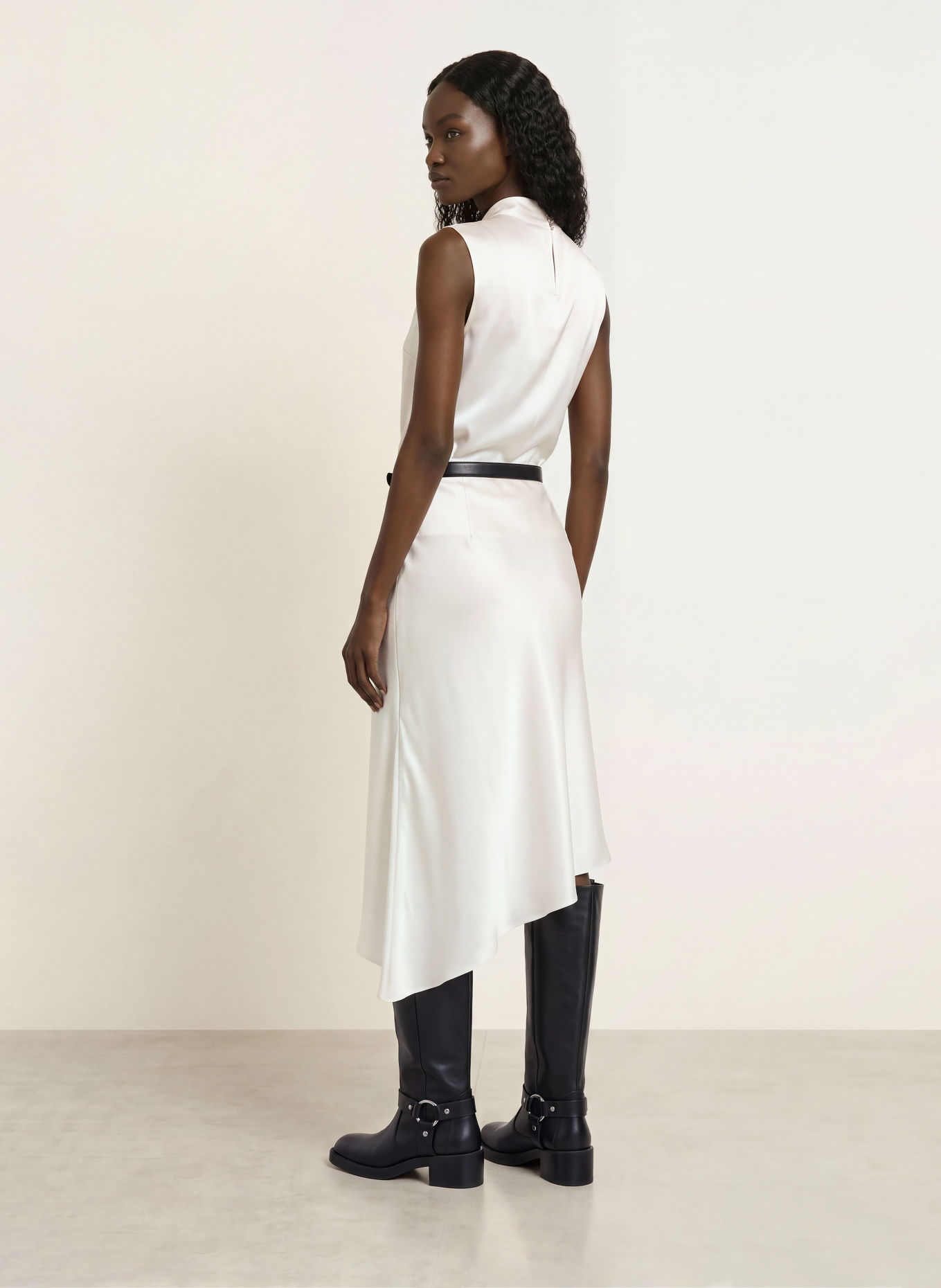PATRIZIA PEPE Silk satin skirt: CREAM / SILVER