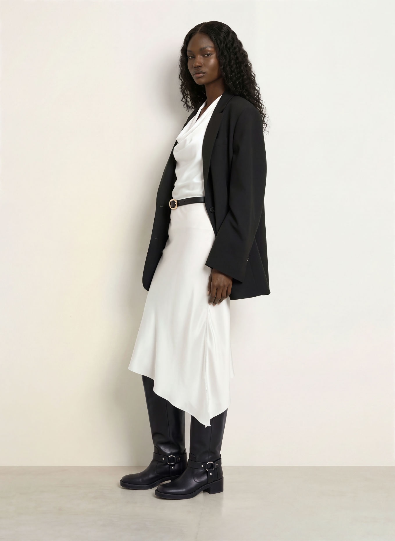 PATRIZIA PEPE Silk satin skirt: CREAM / SILVER