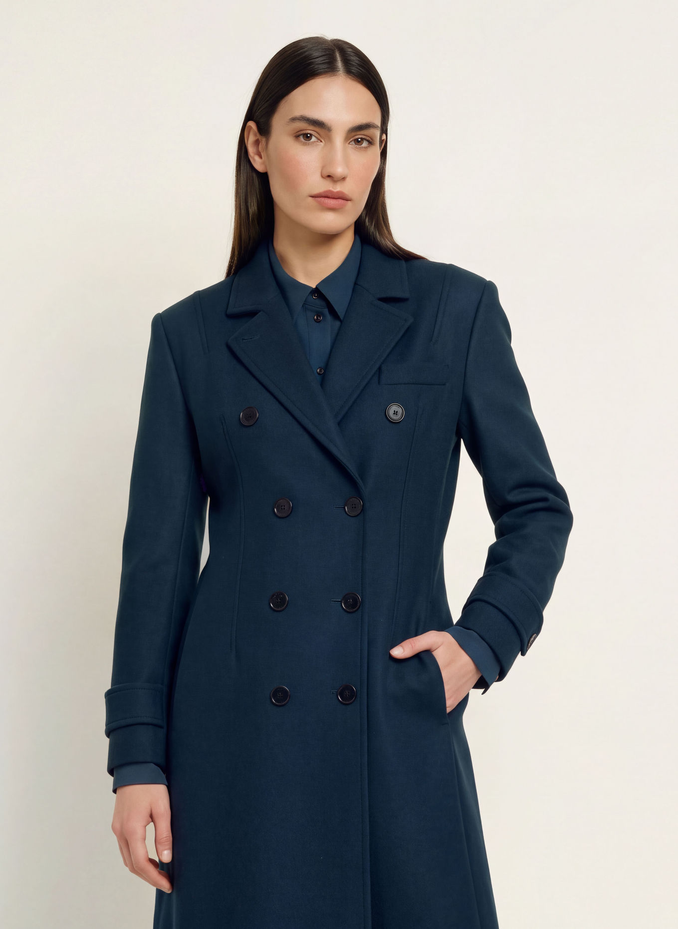PATRIZIA PEPE Wool coat: DARK BLUE