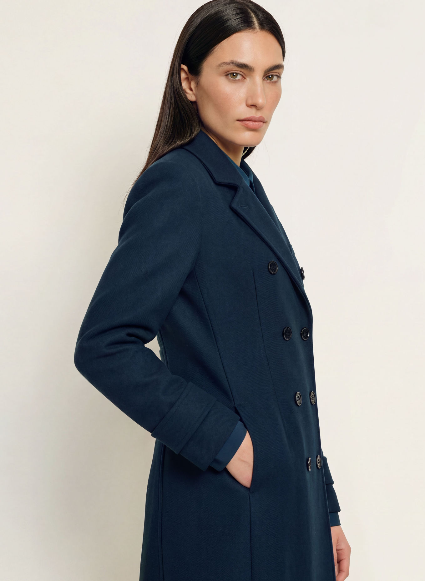 PATRIZIA PEPE Wool coat: DARK BLUE