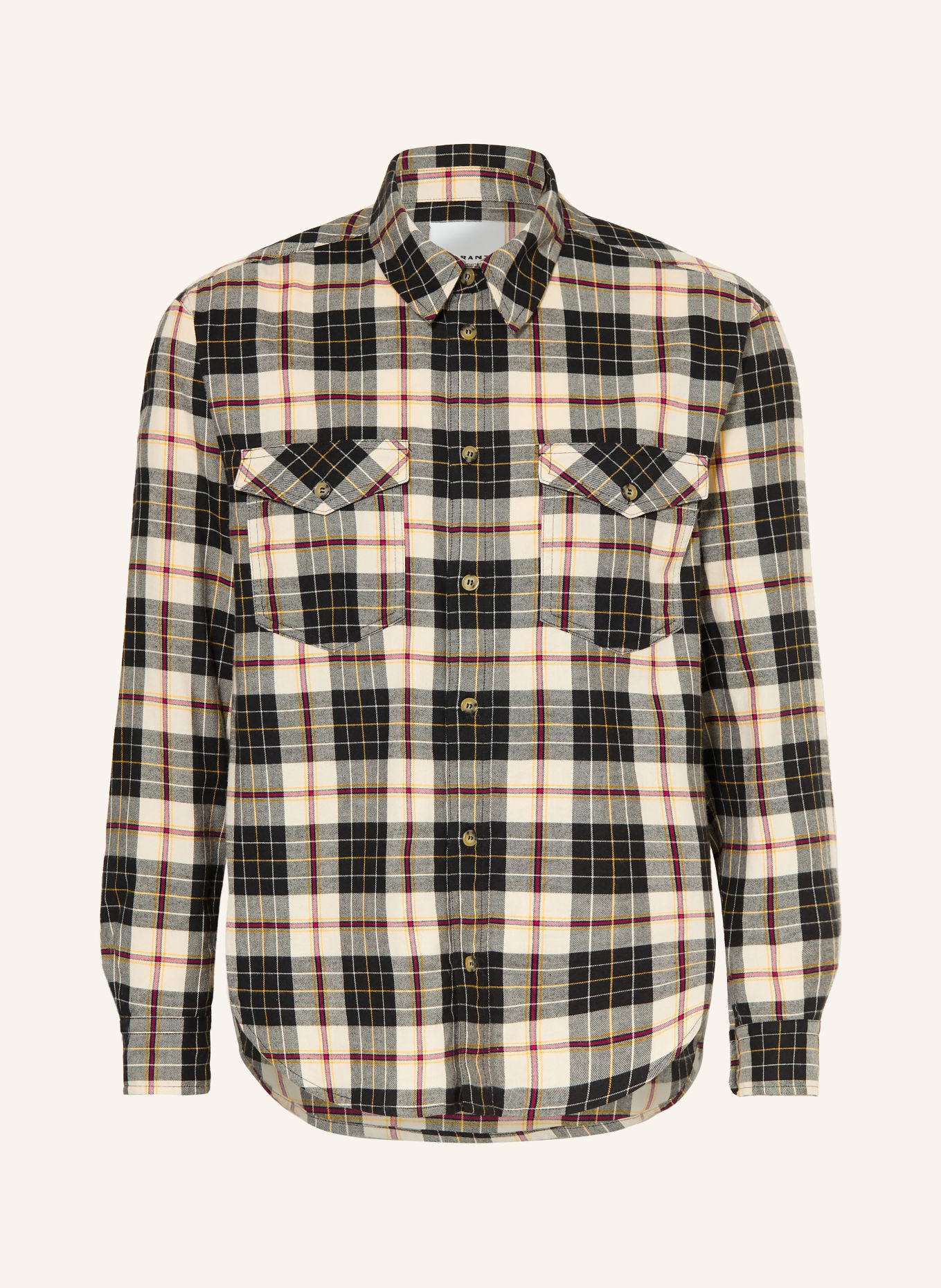 ISABEL MARANT Chemise en flanelle SAUL coupe ajustée: MARRON CLAIR / ROUGE / NOIR