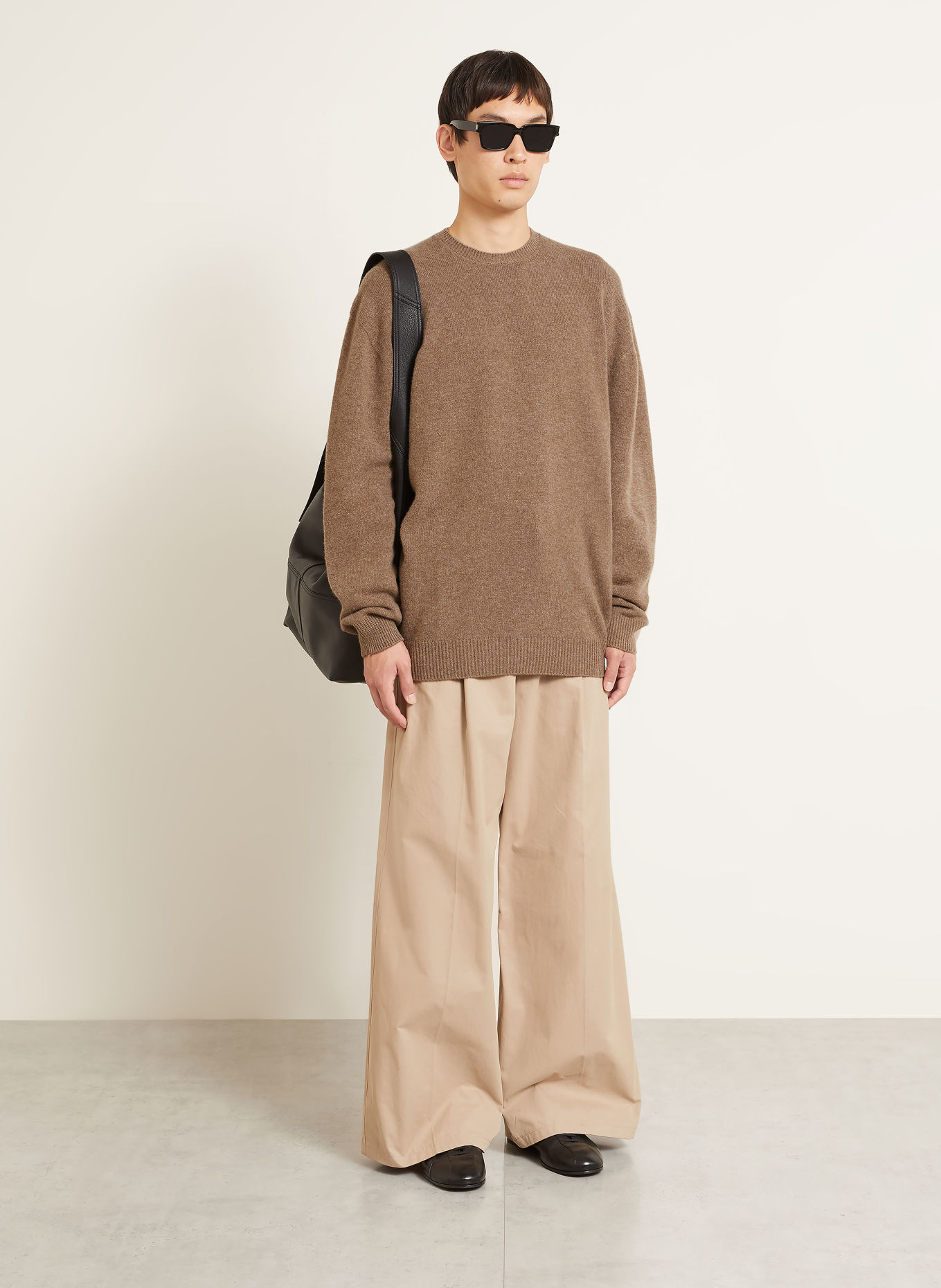 JIL SANDER Oversized sweater with cashmere: BROWN