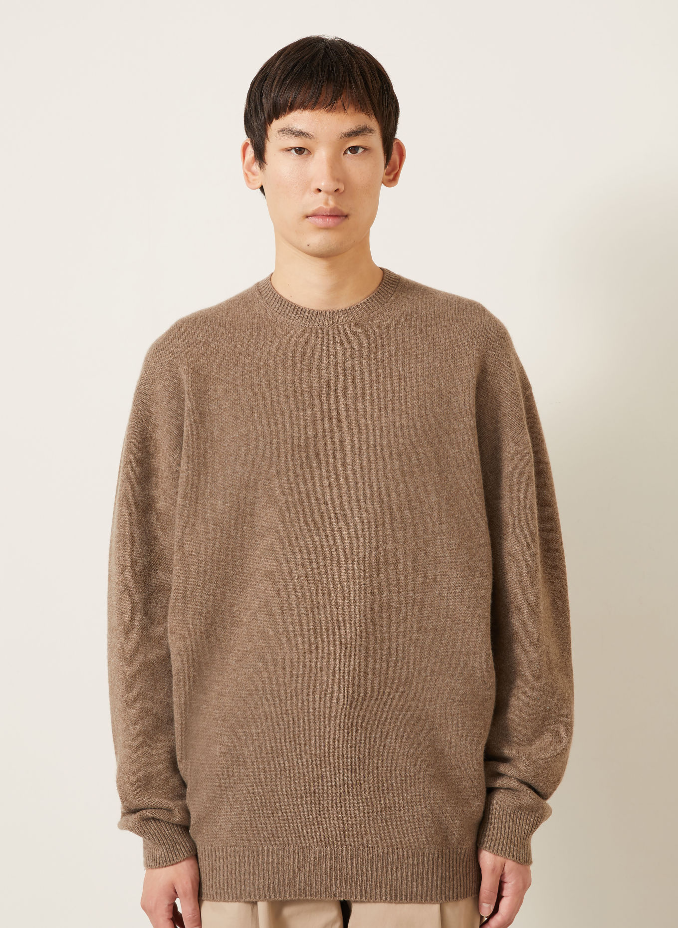 JIL SANDER Oversized sweater with cashmere: BROWN