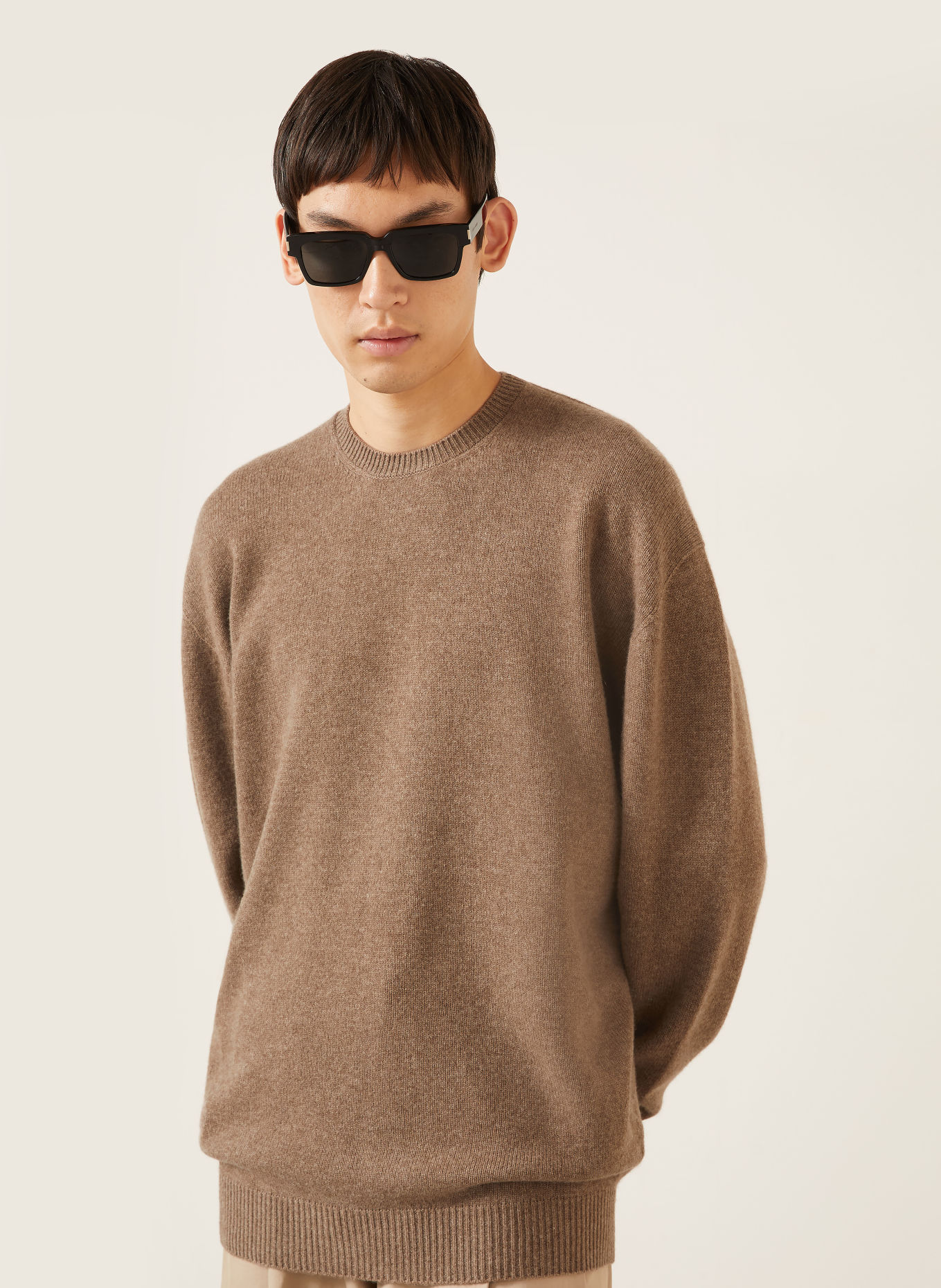 JIL SANDER Oversized sweater with cashmere: BROWN