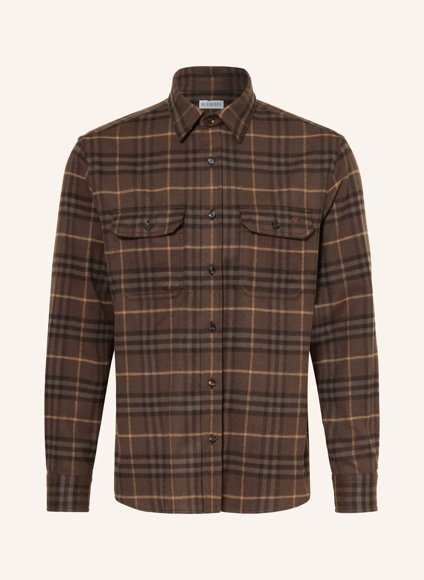 BURBERRY Chemise en flanelle CADOC, coupe extra slim: TAUPE / CHAMEAU / GRIS FONCÉ