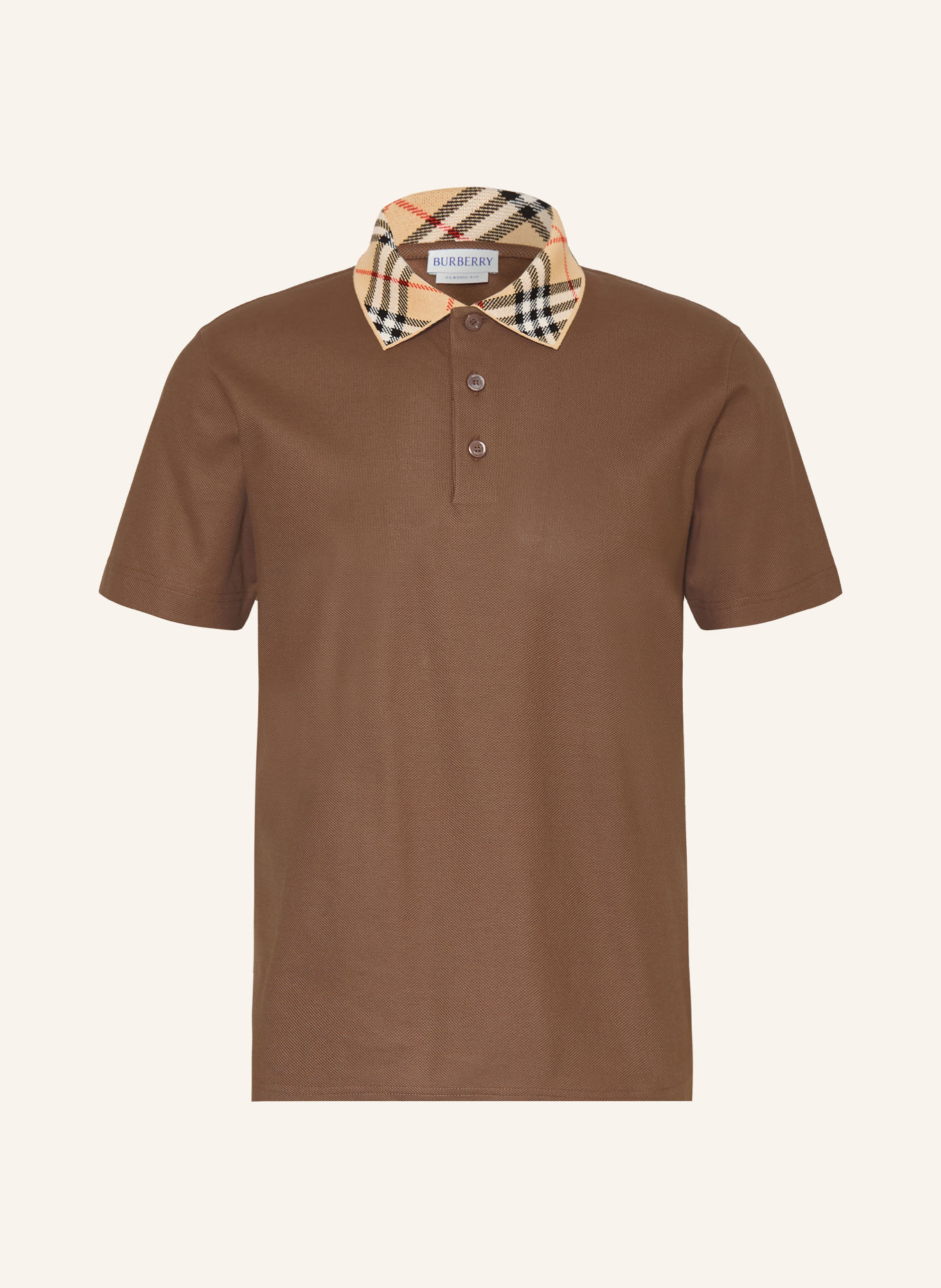 BURBERRY EVAN Piqué polo shirt: TAUPE / BEIGE / RED