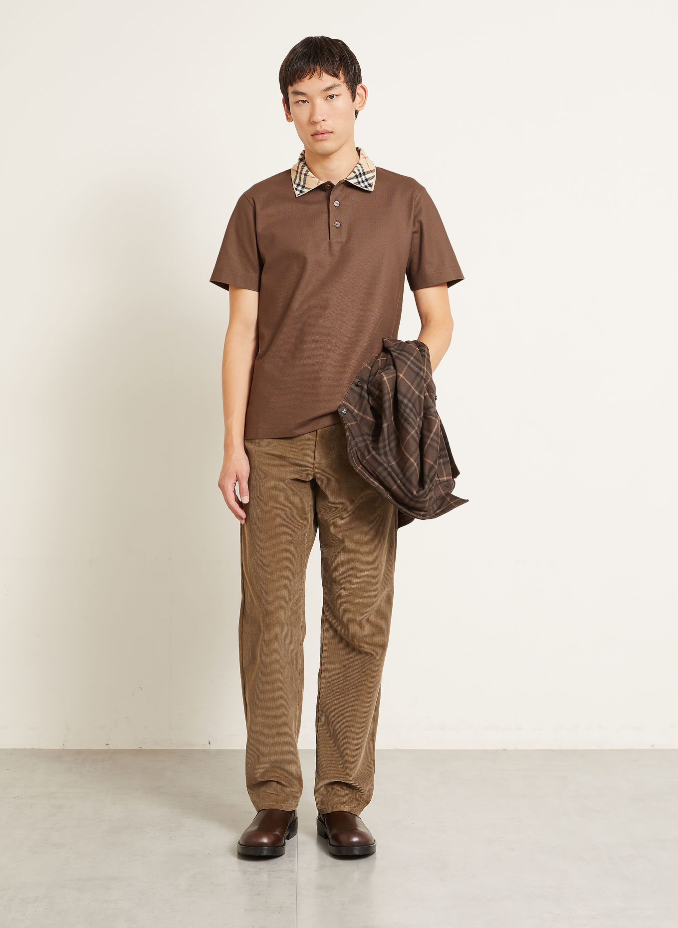 BURBERRY EVAN Piqué polo shirt: TAUPE / BEIGE / RED