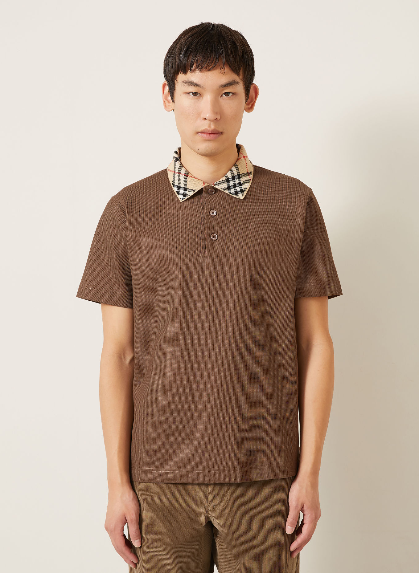 BURBERRY EVAN Piqué polo shirt: TAUPE / BEIGE / RED