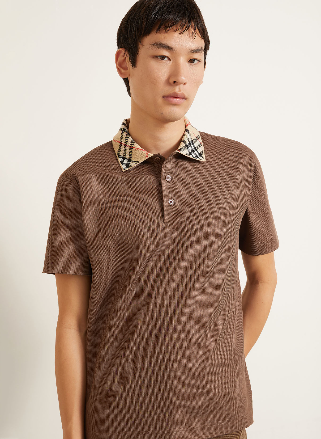 BURBERRY EVAN Piqué polo shirt: TAUPE / BEIGE / RED