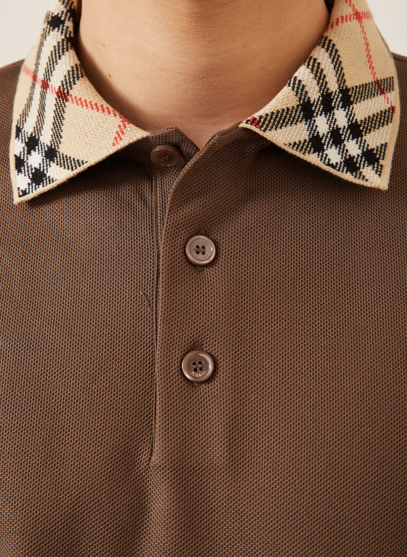 BURBERRY EVAN Piqué polo shirt: TAUPE / BEIGE / RED